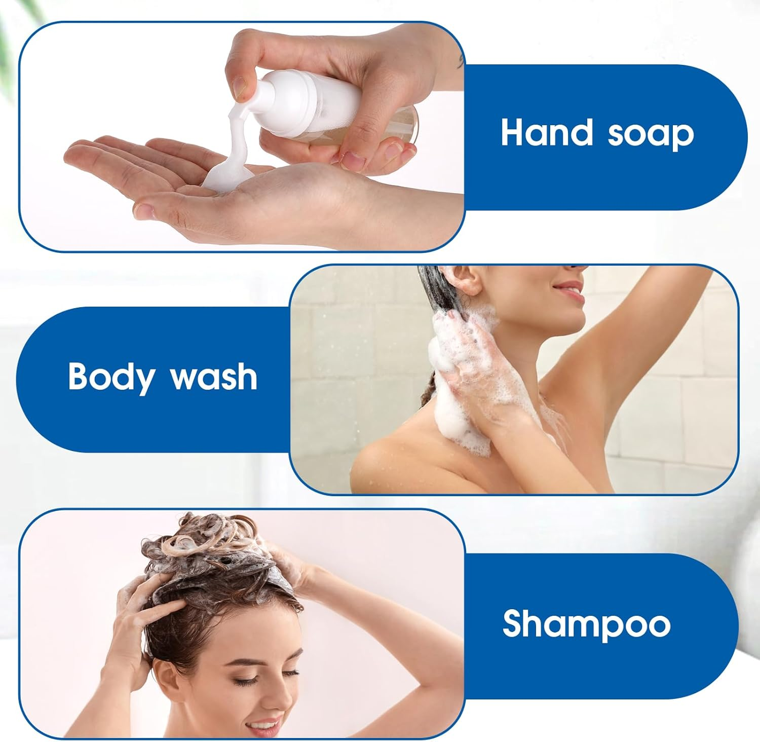 3 Pcs 2Oz Empty Travel Foaming Dispenser Soap Foam Bottle Foam Pump Bottle for Shampoo Hand Soap Lash Cleanser(Clear) image number 5