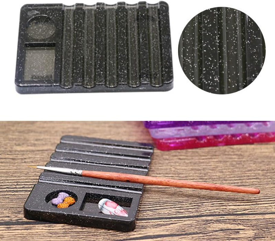 Nentment 3 Pack Nail Brush Holder Base Stand Transparent Portable Mini Rest with Charms Container for Nail Art Brushes Drawing Pencil Painting Pen Liner Rhinestone Gems DIY Manicure image number 1