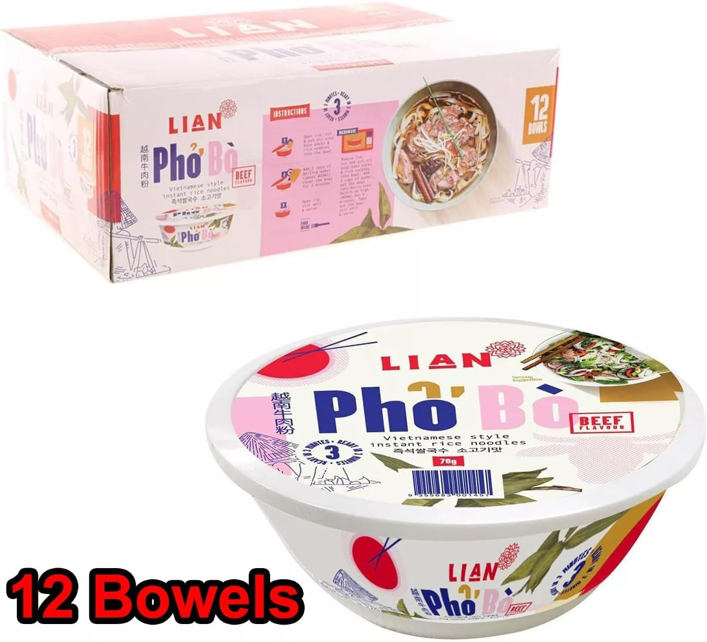 LIAN PHO BO RICE NOODLE 12X70G image number 4
