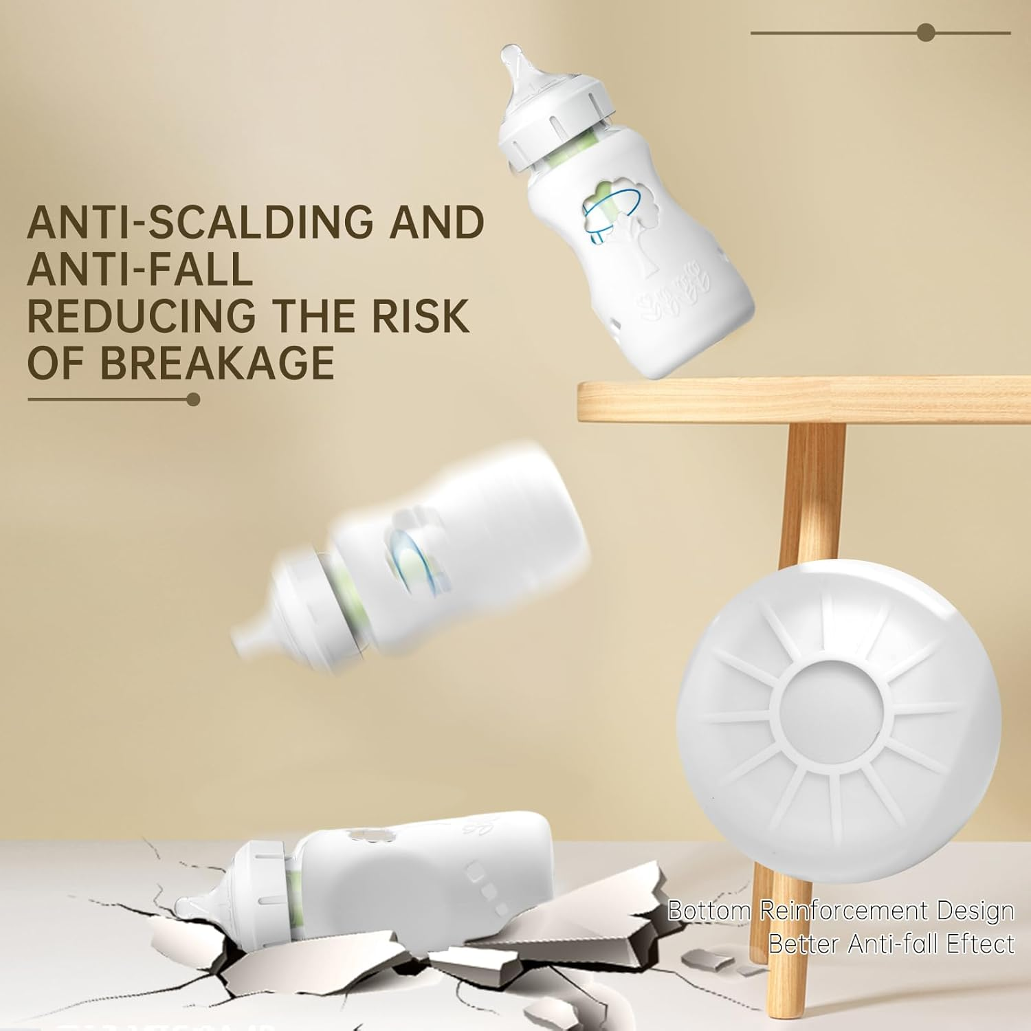 3 Pack White Silicone Sleeves for Dr. Brown'S Glass Baby Bottles 5Oz, Anti-Slip & Anti-Breakage Design, Compatible with Dr. Brown'S Wide-Neck Glass Bottles (5 Ounce) image number 1