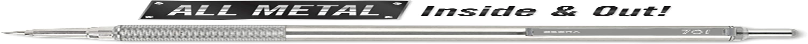 Zebra F-701 Metal Pen, 0.8Mm Fine Point Retractable Stainless Steel Ballpoint Pen, 1 Black Pen with 2 Refills