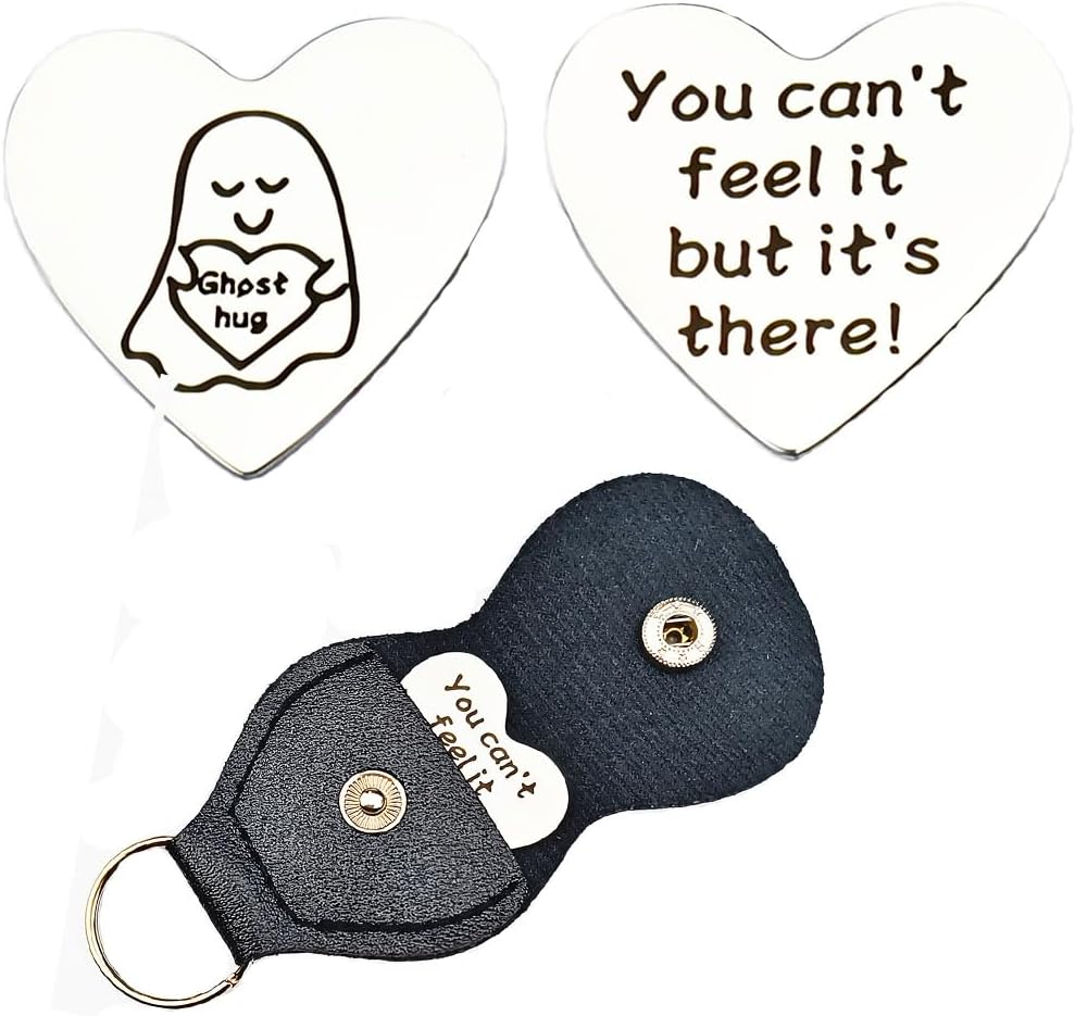 Long Distance Relationship Friendship Gifts for Women Men Heart Pocket Hug Token for Family Christmas Birthday Gifts for Couple Friends Hug Tokens Keepsake PU Leather Keychain - A Little Pocket Hug For When image number 2