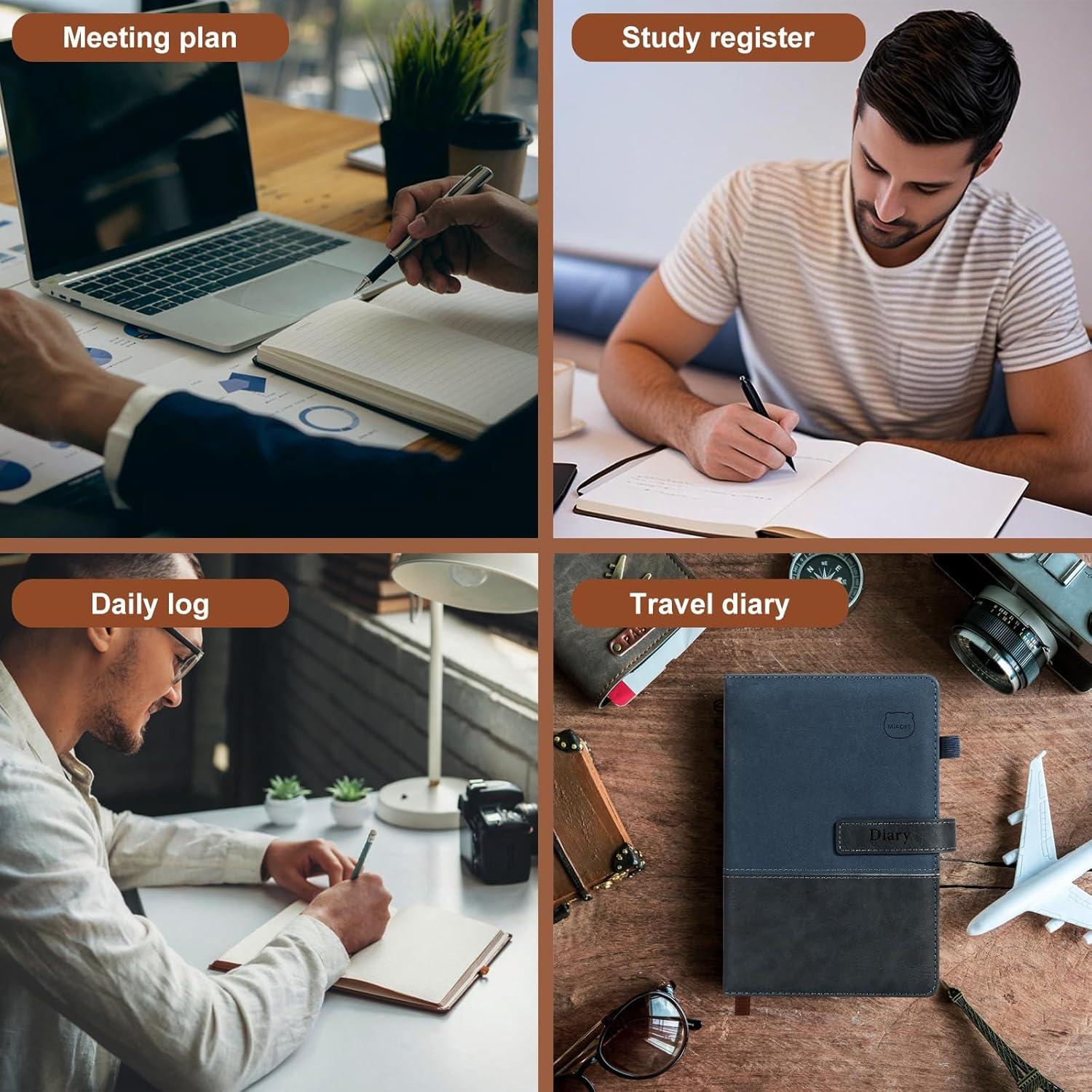 MIAOKE Journal Notebook, A5 Lined Leather Diary, 300 Pages, Luxury Pen Included, Hardcover Professional Notebook for Office, Travel, Business image number 3