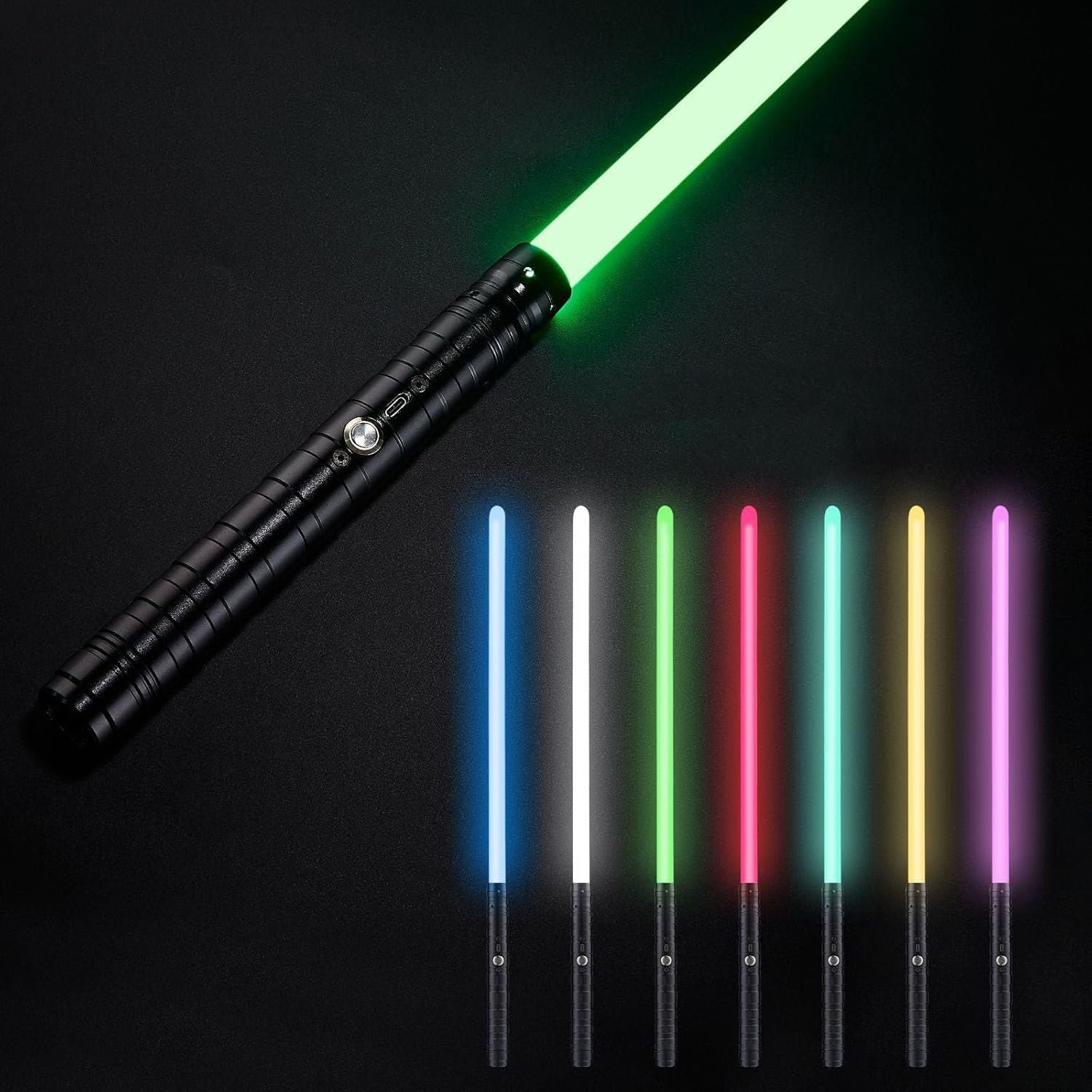 Lightsaber, Metal Hilt 7 Colors with Sounds Effect USB Rechargeable Light Sword with Sounds Effect for Kids Adults Cosplay (78Cm Black) image number 4