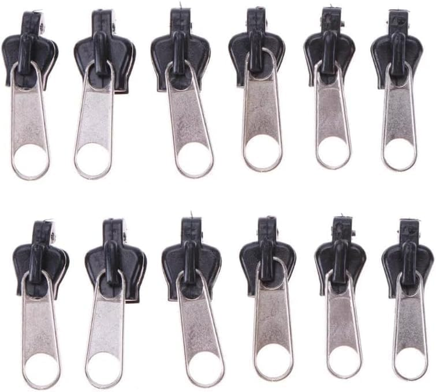 12Pcs Black Universal Instant Zipper Repair Kit Replacement Zip Slider Teeth Zippers Design Arts Zipper Pulls,Crafts and Sewing Zipper Replacement,Fasteners,Zipper Repair Kit,Zipper Replacement Kit image number 5