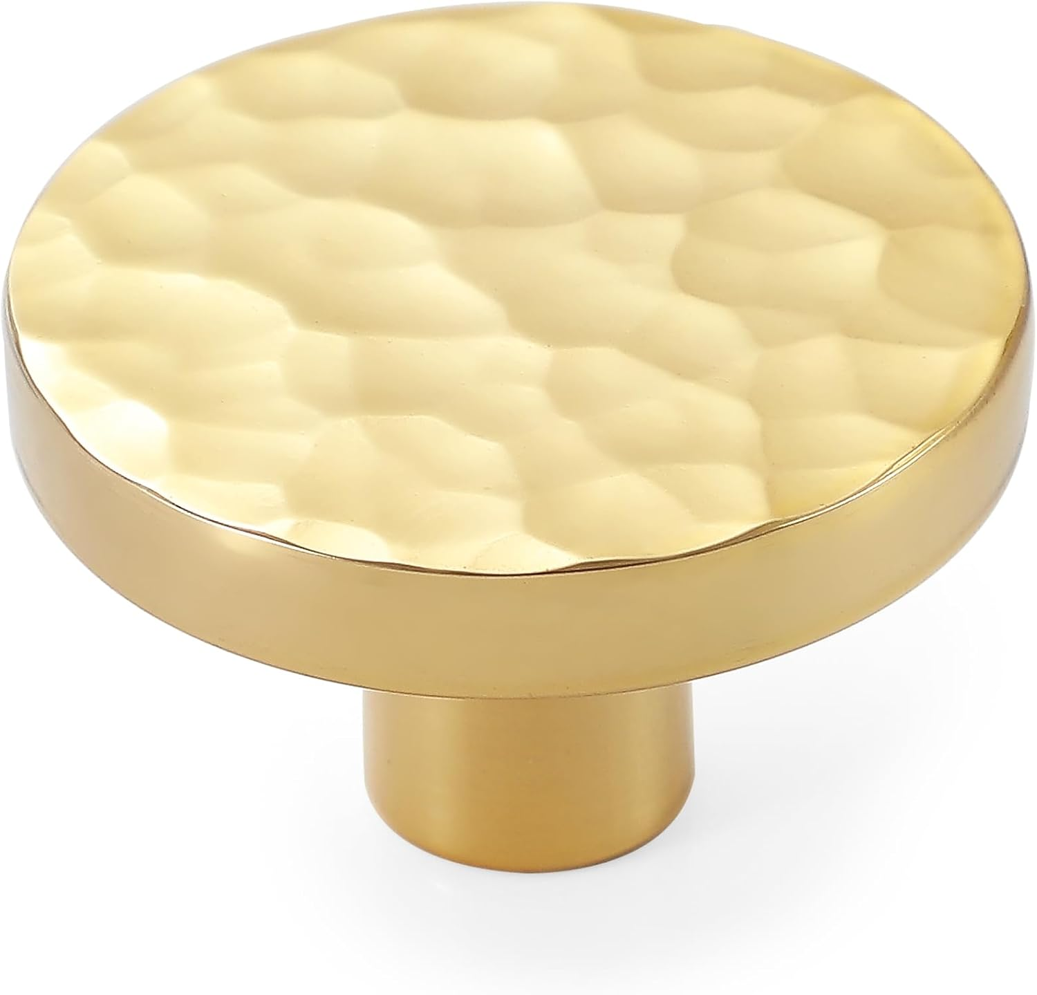 KOPPALIVE 10-Pack Modern Gold Cabinet Knobs, Hammered Solid Brass Drawer Knobs, round Dresser Drawer Pulls and Handles, Kitchen Cabinet Hardware, Diameter 1-3/16 Inch