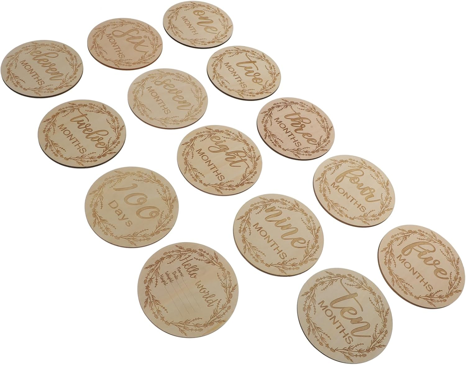 12Pcs Wooden Cards Growth Recording Cards for Boy Girl Monthly Memory Keepsakes Safe Smooth Finish for Parents Photography and Social Media Sharing