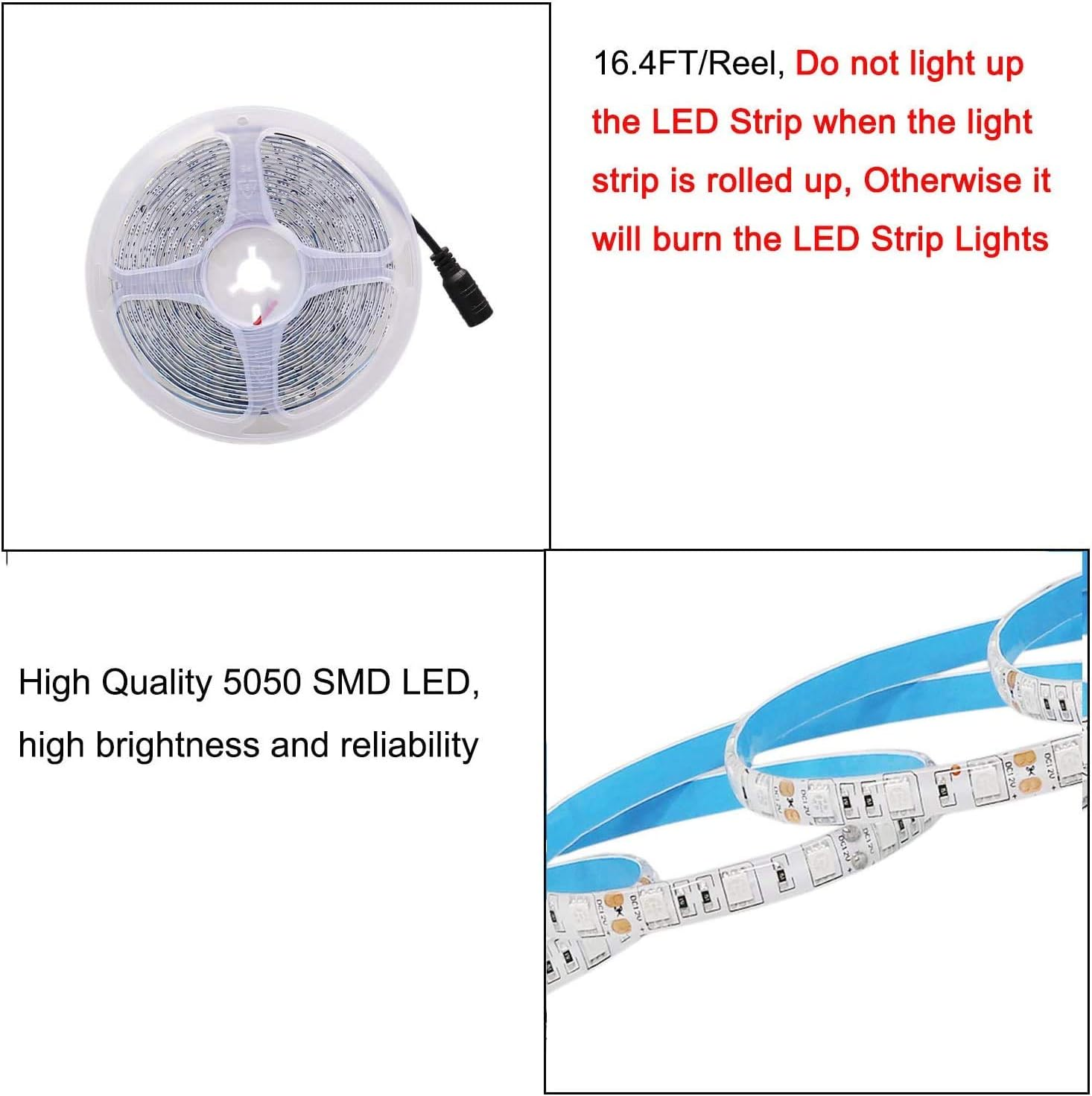 JOYLIT 12V LED Strip Lights 5M Red 620-625Nm IP65 Waterproof, 300Leds SMD 5050 Flexible Cuttable Adhesive Tape Light for Truck, Car, Boat, DIY (Without Power Supply) image number 2