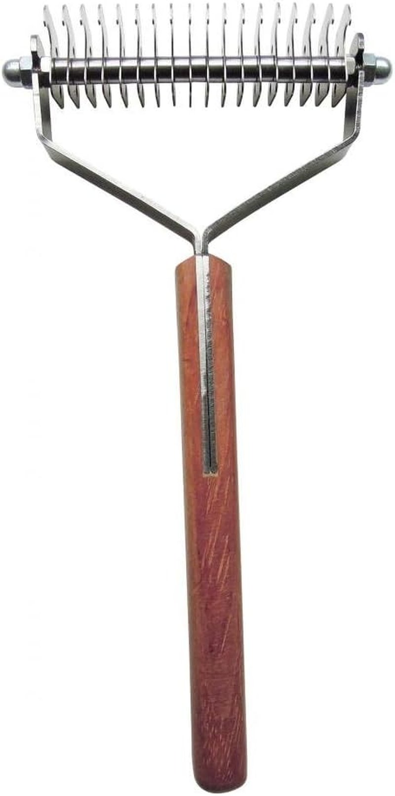 Mars Coat King Double Wide Dematting Undercoat Grooming Rake Stripper Tool for Dogs and Cats, Stainless Steel with Wooden Handle for Thick Coats, 23-Blade Stripper for Groomers, Pet Owners