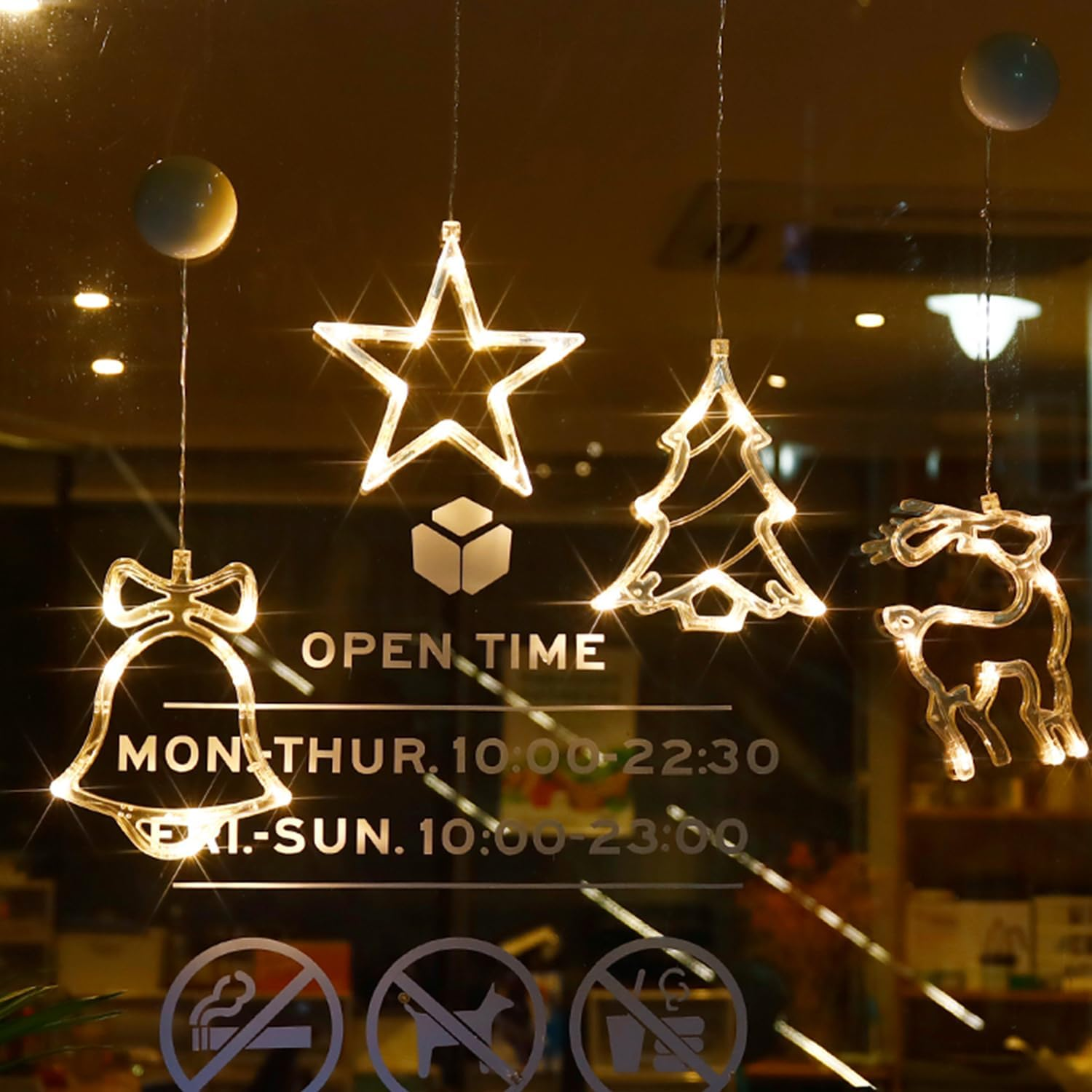 Christmas Decorations|5Pcs LED Christmas Window Lights Silhouette Decoration Lighted Bell-Tree-Reindeer-Snowflake-Star Battery Operated with Suction Cup image number 1