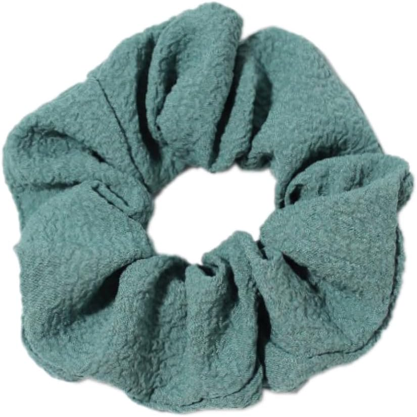 Pack of 3 Fabric Hair Bobbles Hair Bands Scrunchies Hair Rings with Elastic Rubber Bands Solid Colour Hair Bobbles Ponytail Hair Bands Hair Accessories for Women and Women, Dark Green image number 4