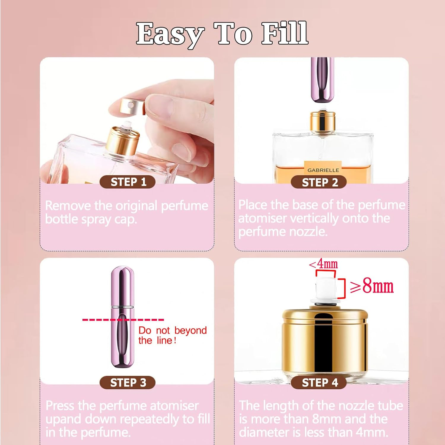 2 PCS Mini Perfume Atomizer Bottles,5Ml Spray Container,Portable Size Refillable Pump for Traveling and Outgoing