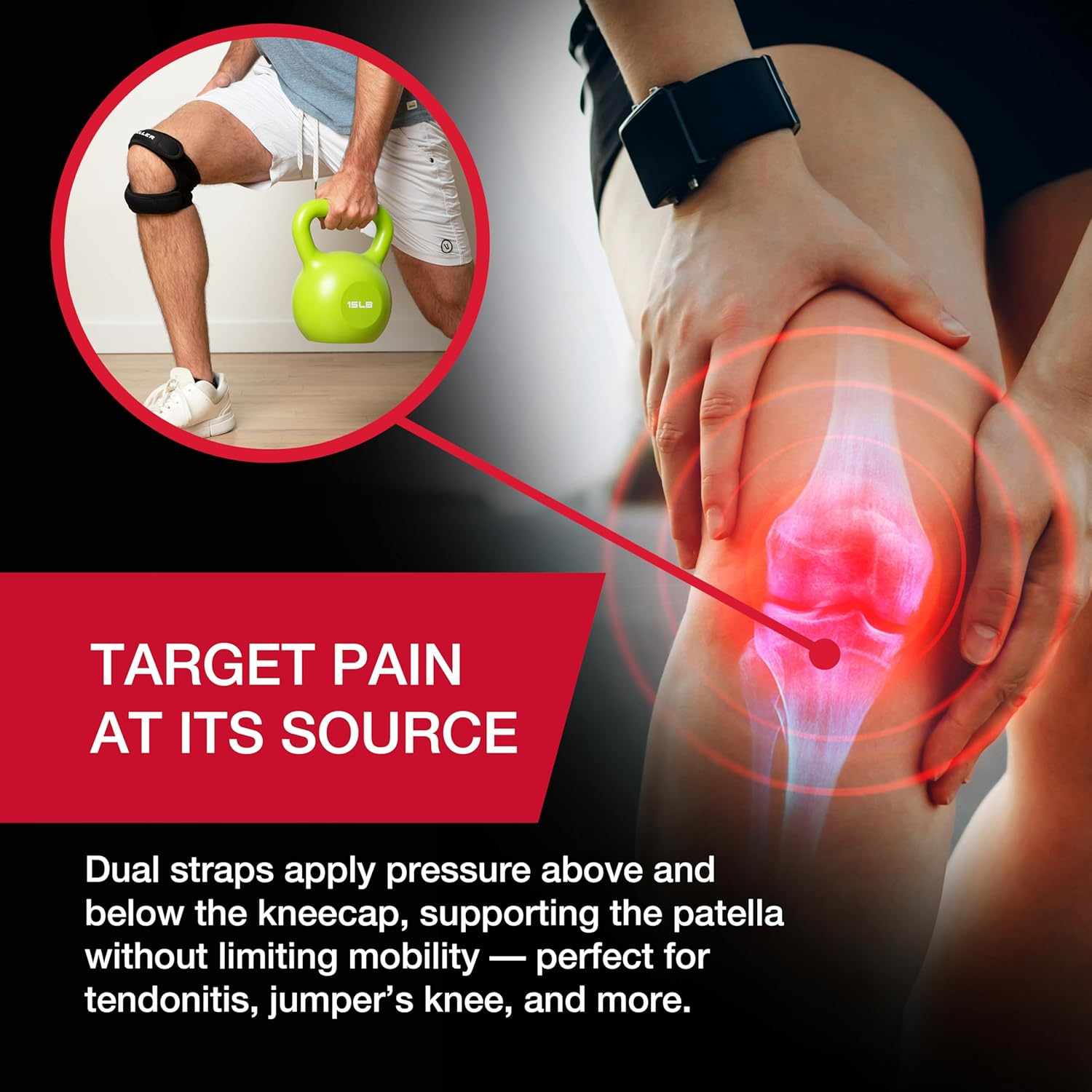 Mueller Max Knee Strap, Black OSFM image number 5