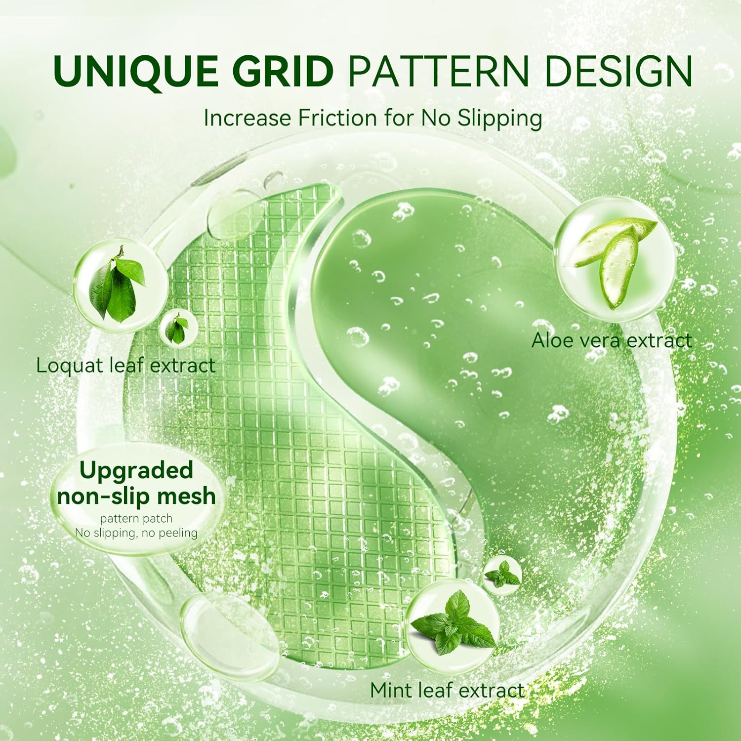 BREYLEE Aloe Vera Eye Mask&ndash;60 Pcs-Puffy Eyes and Dark Circles Treatments &ndash; Look Younger and Reduce Wrinkles and Fine Lines Undereye, Improve and Firm Eye Skin - Pure Natural Material Extraction Green image number 6