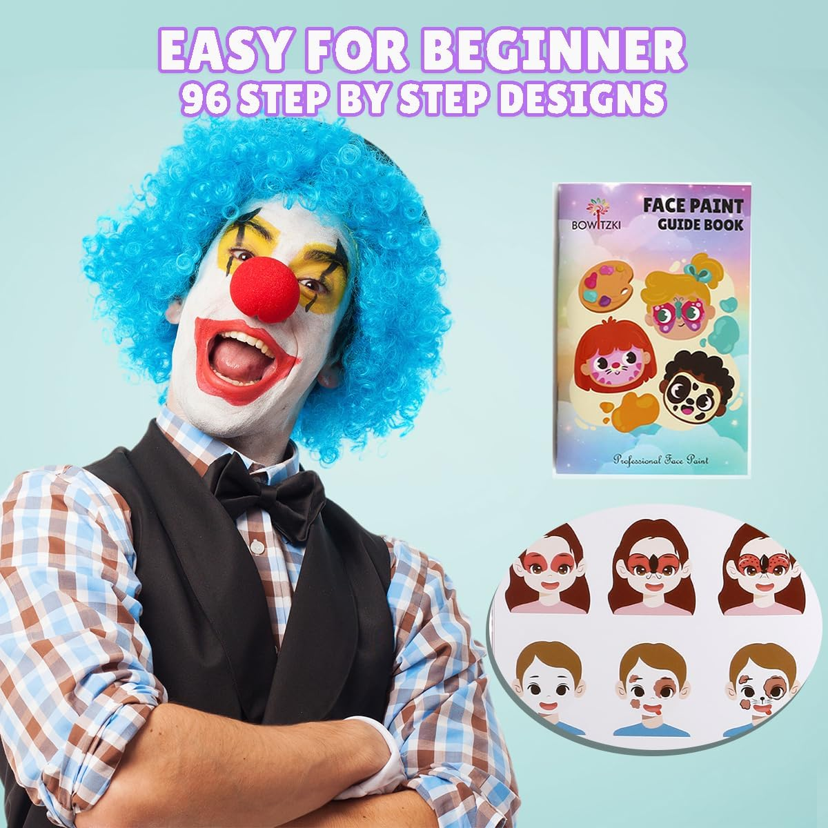 Professional Face Paint Kit, Bowitzki 12 Colors Non Toxic Hypoallergenic Water Based FDA Compliant Halloween Makeup Body Face Painting Colors image number 2