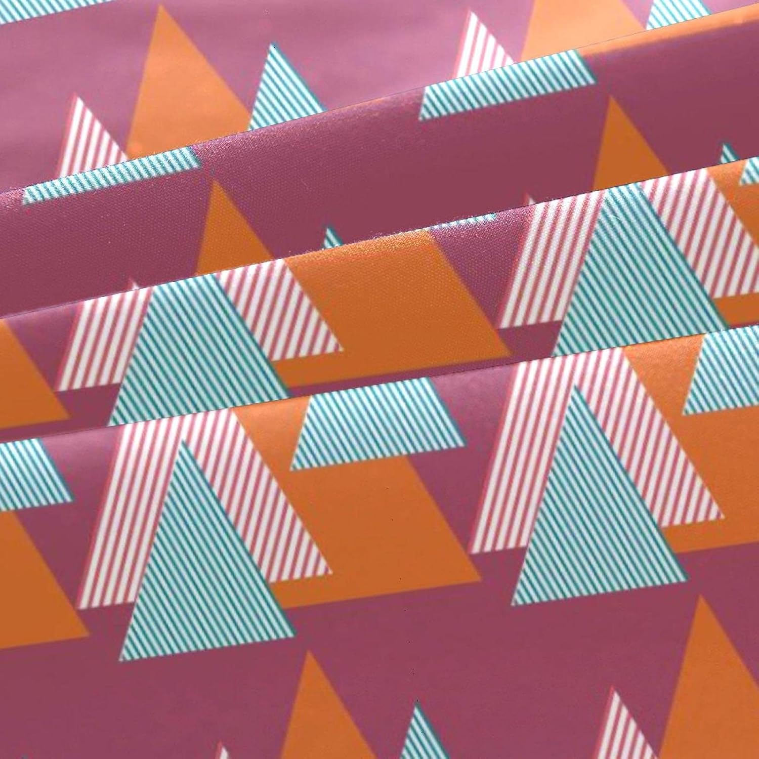 3 Pcs Microfiber Bedding Set Duvet Cover Pillow Shams Bed Striped Triangles Pattern Geometric Quilt Cover 1 Cover 2 Pillowcase with Zip,Lightweight and Soft image number 3