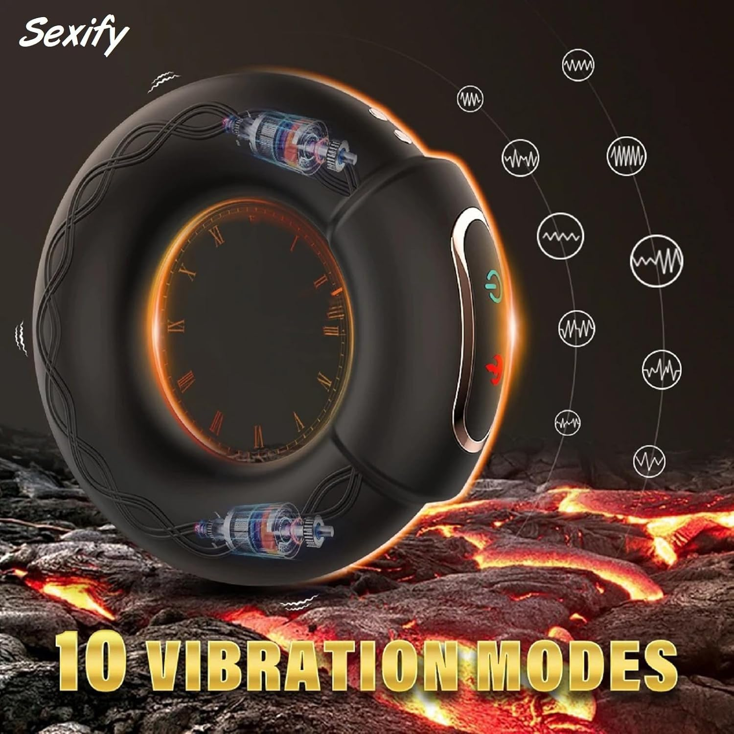 Vibrating Cock Ring 10 Vibrations with Heating Penis Ring Vibrator Toys for Men Adult Delay Ejaculation Male Couples USB Rechargeable Sex Toy image number 5