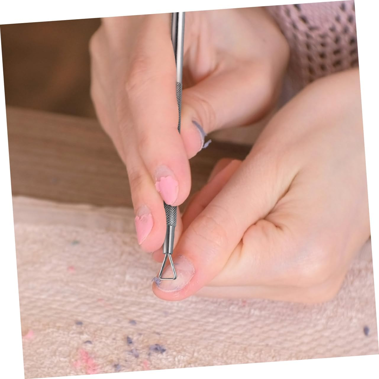 VICASKY 6Pcs Nail Polish Removal Tool Cuticle Pusher Stainless Steel Nail Tools image number 5