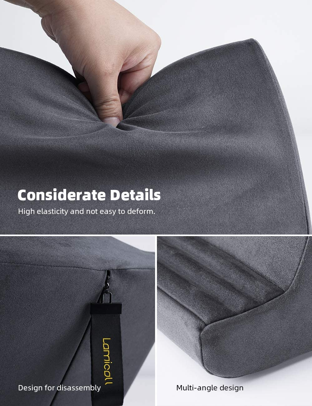 Tablet Pillow Stand, Pillow Soft Pad for Lap - Lamicall Tablet Holder Dock for Bed with 6 Viewing Angles, Compatible with Ipad Pro 9.7, 10.5,12.9 Air Mini 7 6, Kindle, Galaxy Tab, E-Reader - Dark Gray image number 6