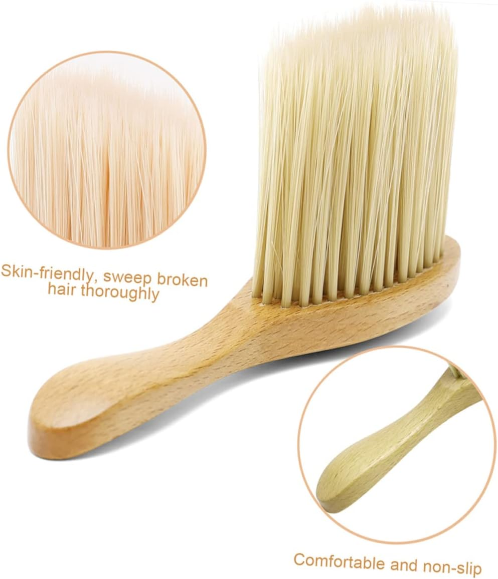 Wooden Broken Hair Cleaner Brush for Hairdressing Neck Duster for Hair Detangler and Cleaning image number 2