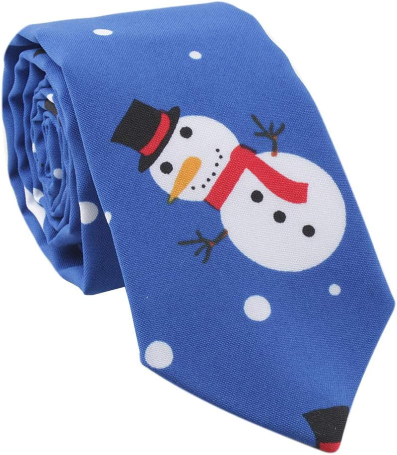 Christmas Tie Xmas Accessories Printed Tie Santa Claus Christmas Tree Elk Snowman Tie Decorative Dress,Tie Width 3.15In