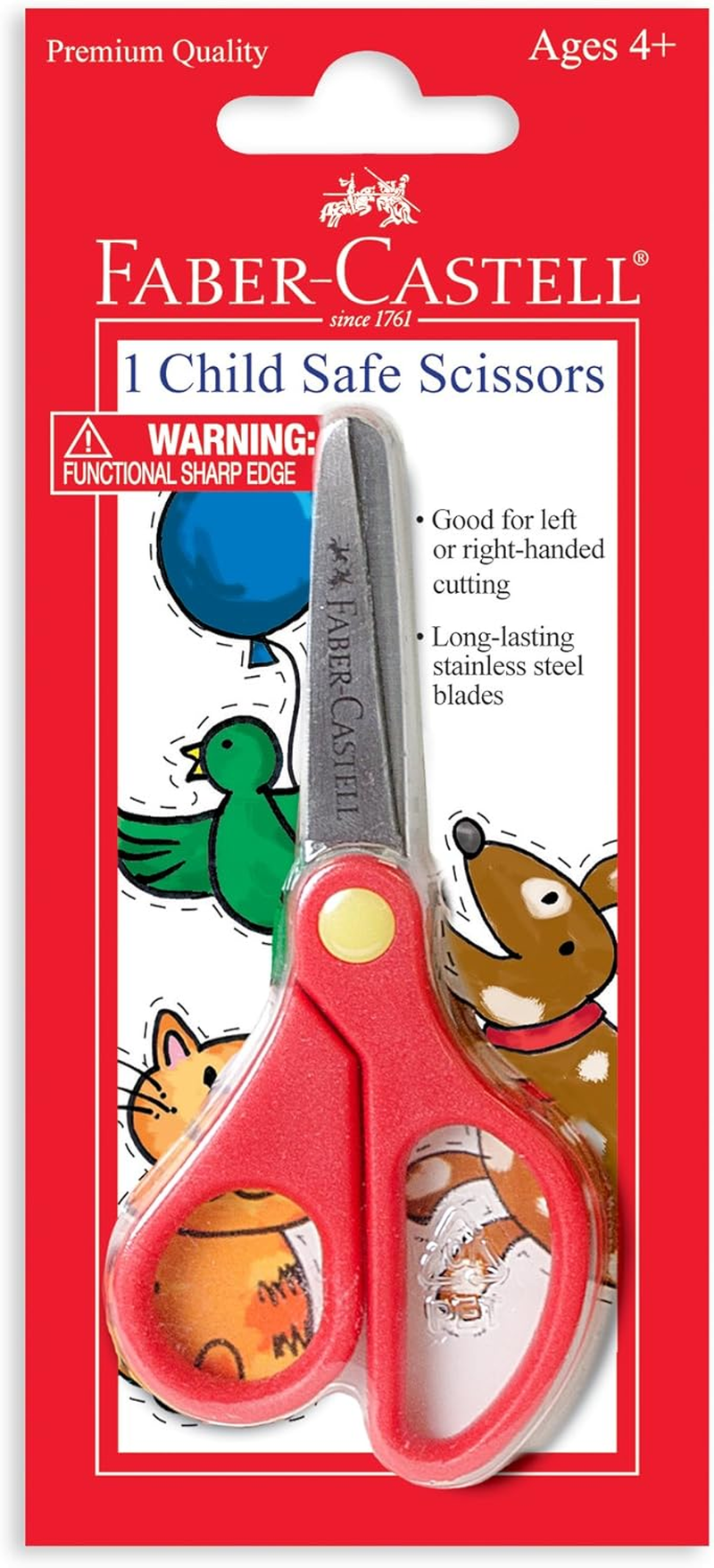 Faber-Castell Creativity for Kids Child Safe Scissors - Safety Scissors for Kids, Red image number 1