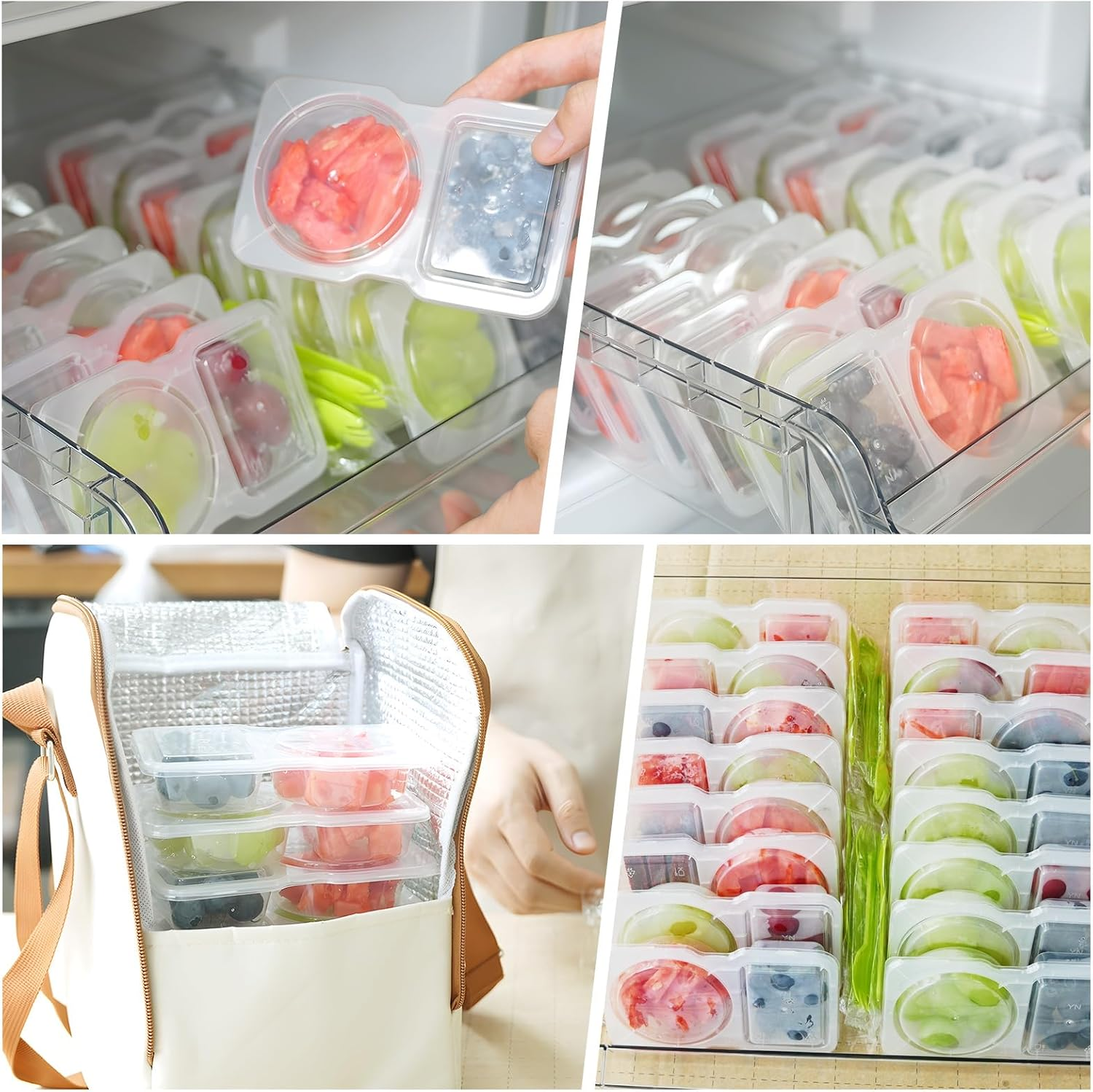 YARRAMATE 40PCS Double Compartment Snack Containers with Lids and Spoons, Condiment Snack Container for Cheese,Crackers,Fruit,Sauce, Leak-Proof Bpa-Free Plastic Packs for School,Office,Takeout image number 1