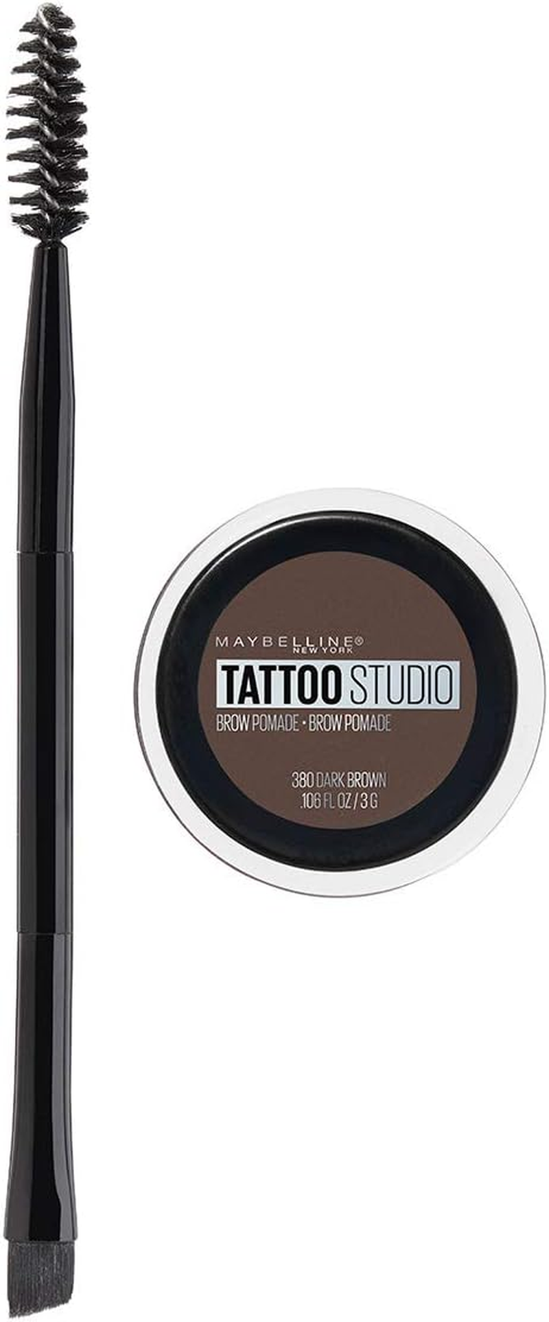 Maybelline New York Tattoostudio Brow Pomade Long Lasting, Buildable, Eyebrow Makeup, Deep Brown, 1 Count