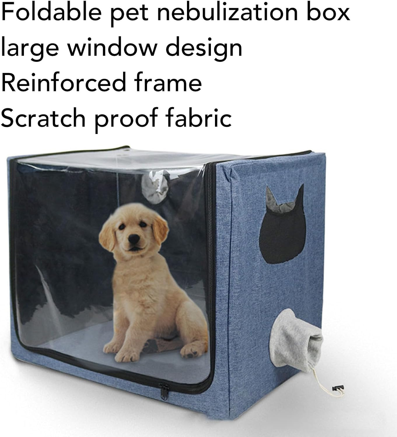 Pet Atomization Nest, 23.6X15.7X18 Pet Dog Cat Oxygen ICU Cage, Cat and Dog Oxygen Inhalation Machine Dedicated Folding Atomization Box, Small Pet for Cough Breathing Treatment image number 1