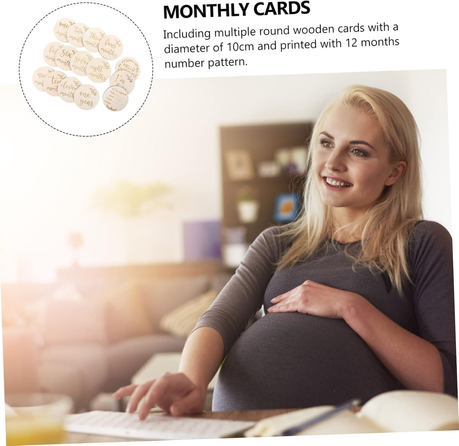 Kisangel Month Wooden Milestone Card Monthly Photo Card Growth Congratulations Greeting image number 3