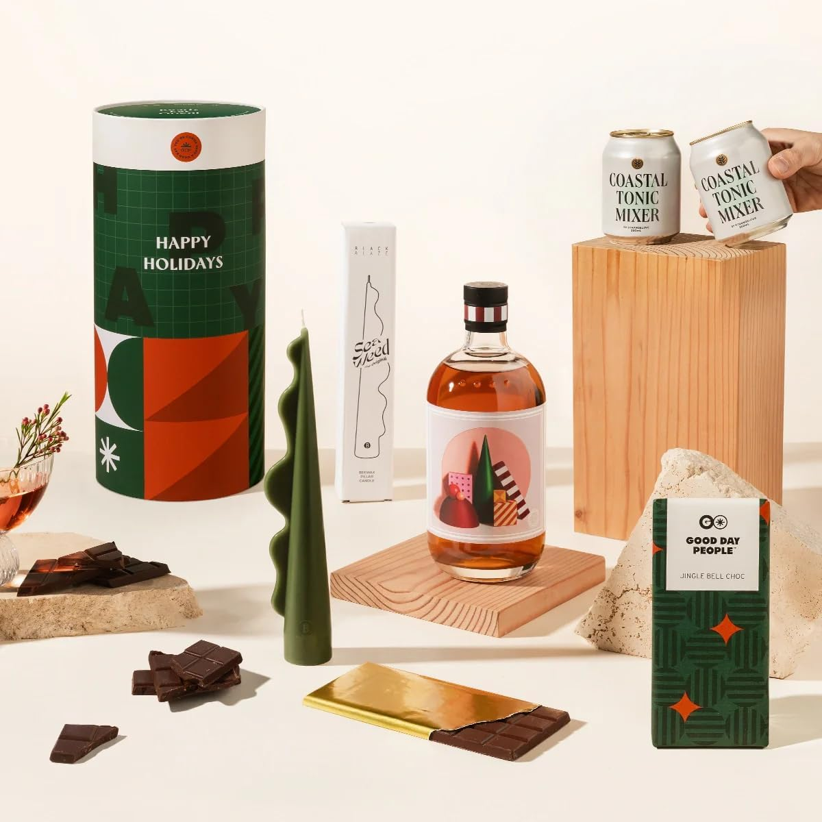 Gourmet Gin Christmas Hamper | Sleighing Steve Gift Hamper by Good Day People | Premium Holiday Hamper with Four Pillars Christmas Gin, Bahen & Co. Chocolate, Black Blaze Candle & Chocilo Christmas Pudding &ndash; Gift Box for Celebrations & Festive Occasions image number 4