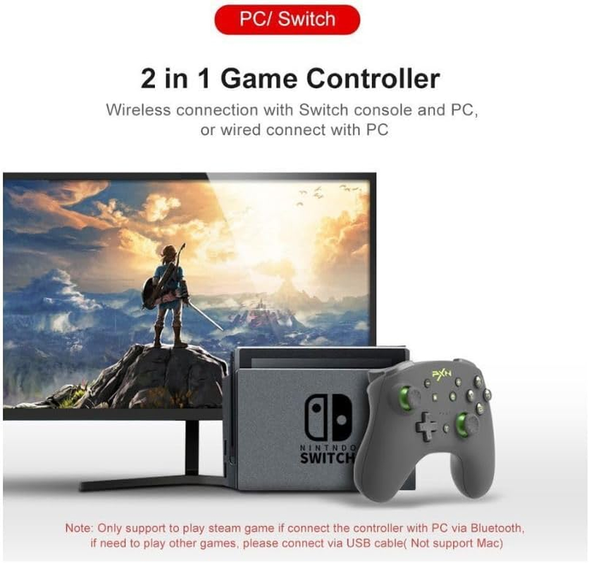 PXN 9607X Controller Green for Switch 1 2 PC Ios with Gyro NFC Vibration image number 2