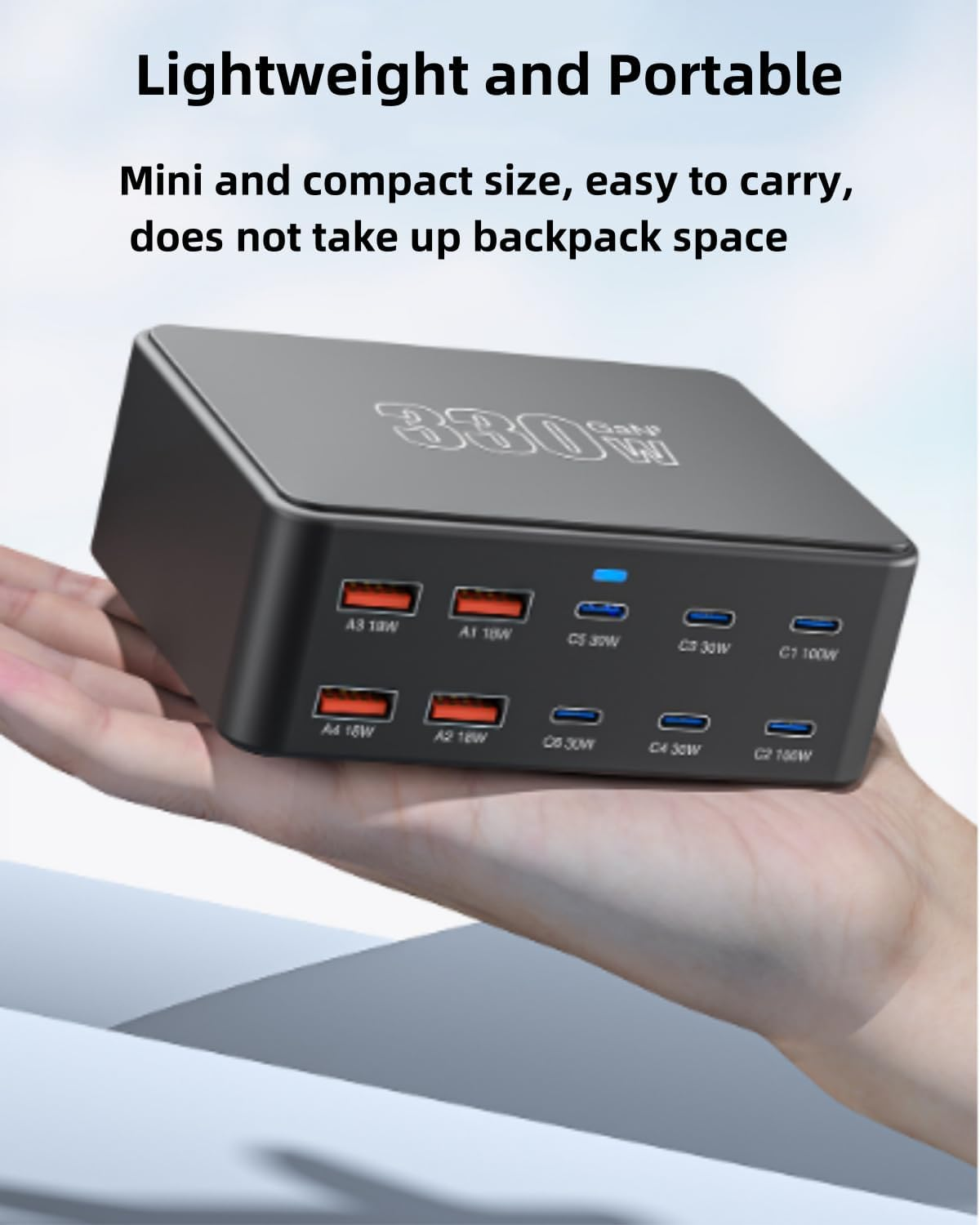 FOSION USB C Charging Station 330W, 10 Port Power Hub with PD 100W 65W 30W QC3.0 18W Fast Charging for Iphone 15, Ipad Air/Pro, Galaxy image number 6