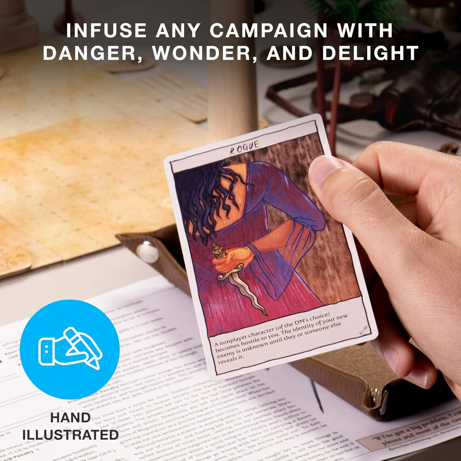 49 Hand-Illustrated Colorful Fantasy Tabletop Role Playing Game| DND 5E|The Deck of Many Things & the Deck of Many Fates image number 4