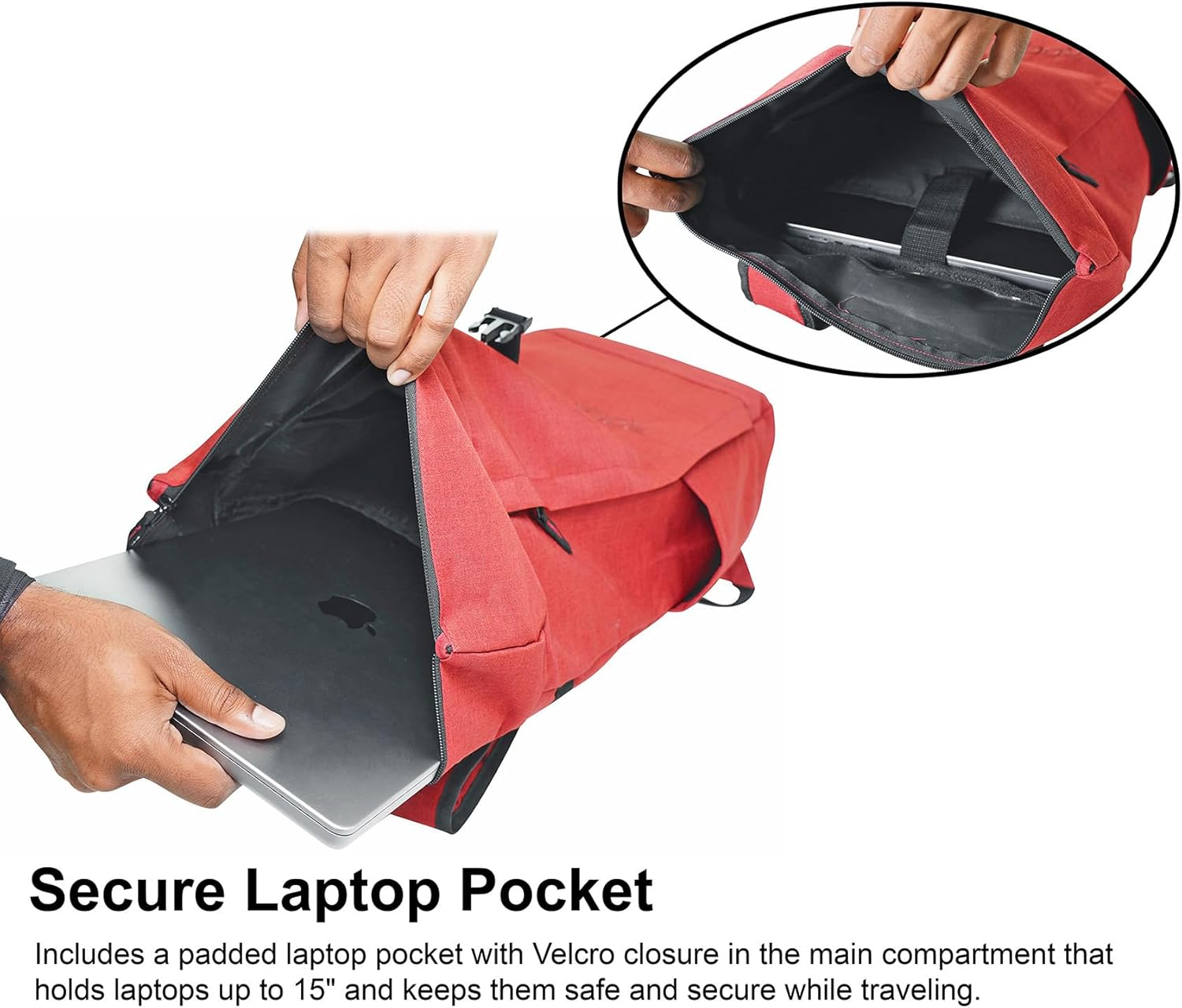 Rockville RPAK Durable Backpack with Padded Laptop Pocket, Spacious Main Compartment, Hidden Side Zipper, and Beverage Holder image number 5