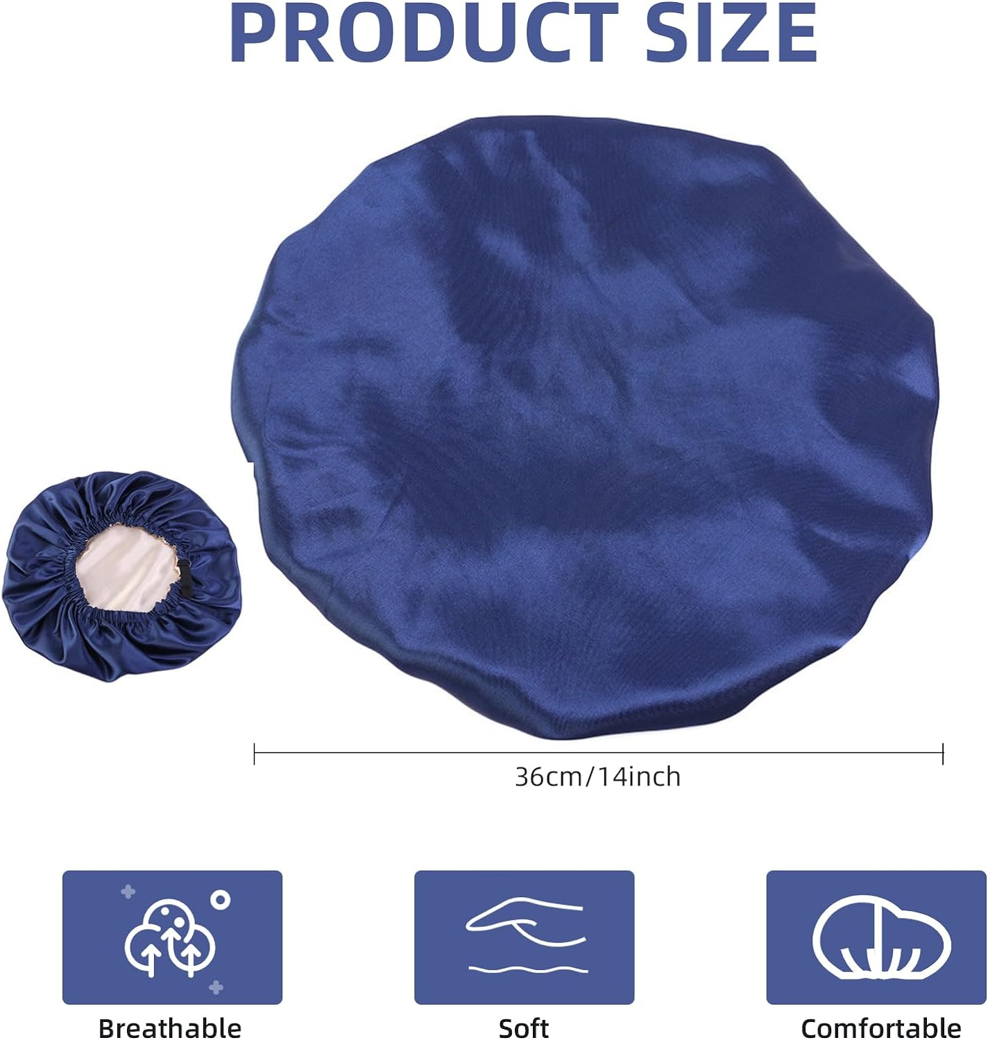 2PCS Silk Bonnet for Sleeping - Double Layer Satin Hair Wrap with Adjustable Elastic Band for Women (Dark Purple, One Size)