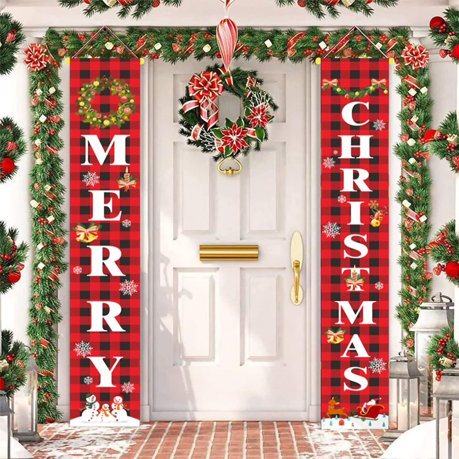 GIOD Christmas Porch Sign, Christmas Decoration, Yard Signs, Merry Christmas Decoration Banner, Decorative Door Curtain Hanging Flag, Christmas Holiday Home Outdoor Porch Sign image number 4