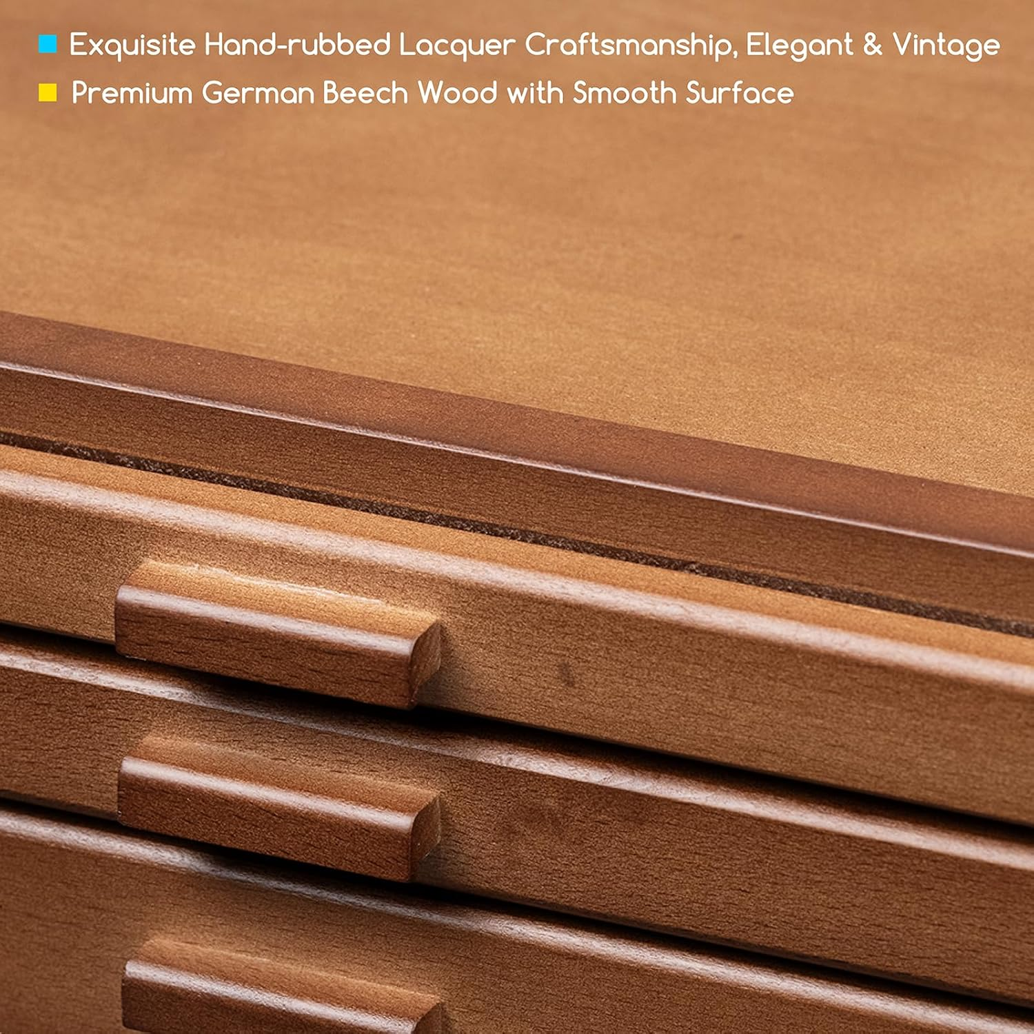 MEEDEN PRO Wood Artist Supply Storage Box - 3 Drawers Art Supply Storage Organizer - Solid Beech Wood Storage Drawer Box for Pastels Pencils Pens Brushes image number 3