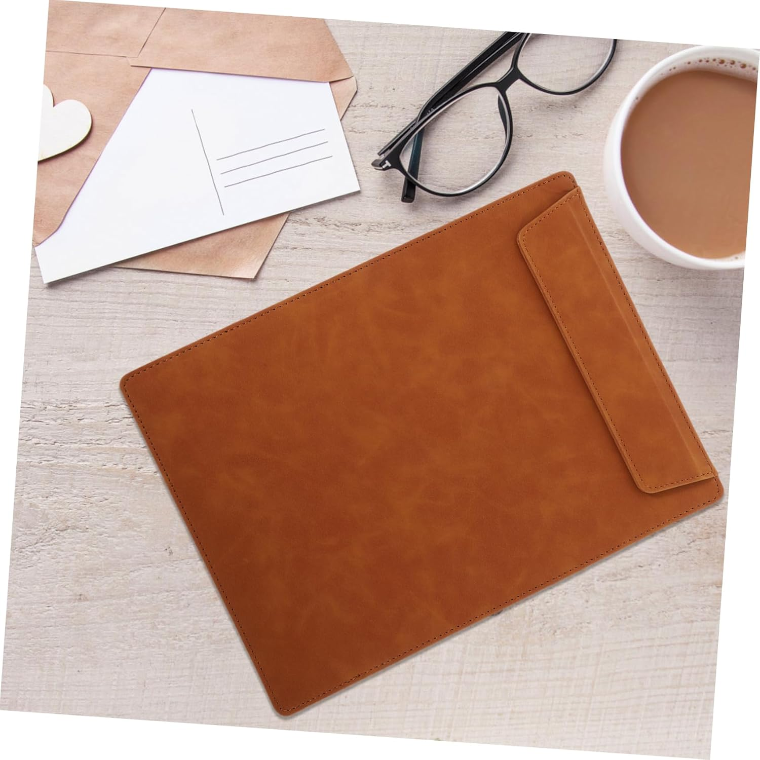 Ciieeo Leather Signature Folder Clipboard Storage Document Organizer Dividers Fasteners Hotel Conference Writing Board