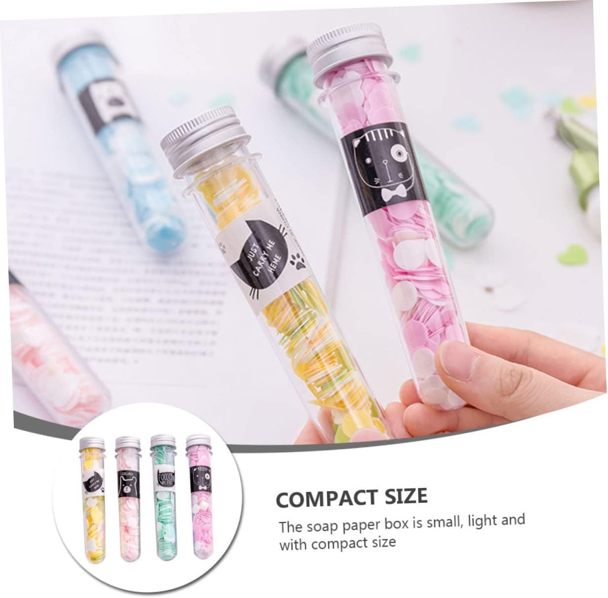 BRIGHTFUFU 4Pcs Disposable Soap Body Bath Soap Strips Travel Wash Paper Flakes Portable Hand Washing Plant Extract Foil Packaging image number 3