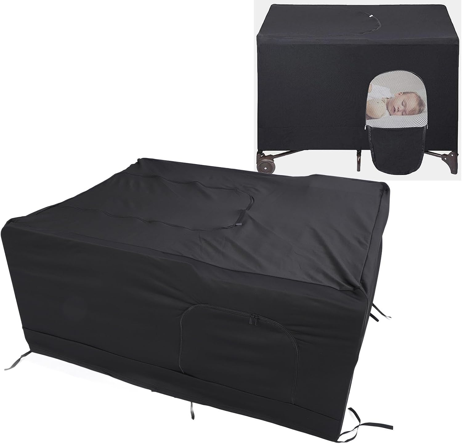 Baby Blackout Cover, Crib Blackout Cover Quick Window Versatile Comfortable Breathable Perfect Fit Stretchy Double Zippers for Outdoor (96 * 69 * 47 CM) image number 2