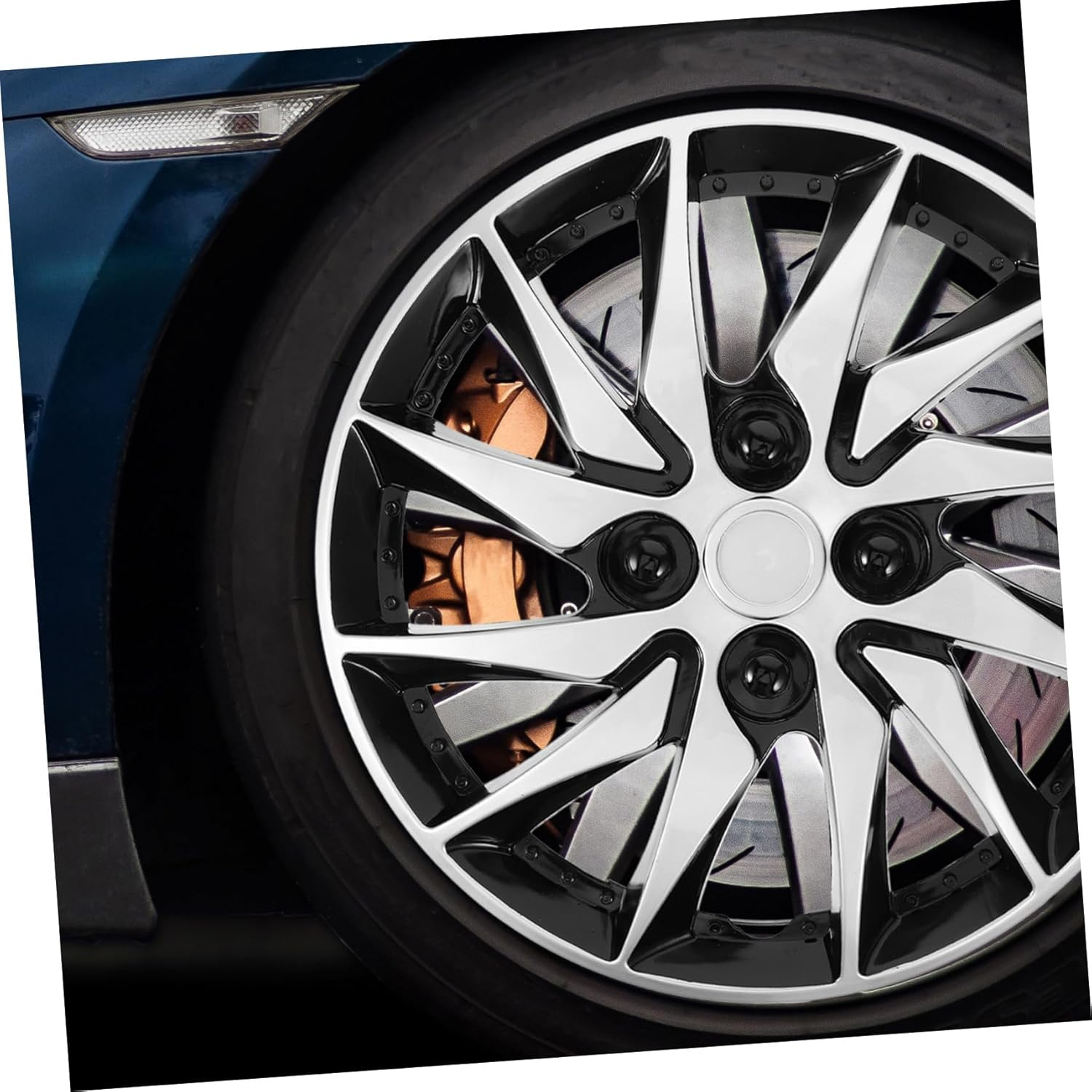 PLAFOPE Stylish Car Hubcap Set 14 Inch Wheel Rim Covers Automotive Decorative Hubcaps image number 2