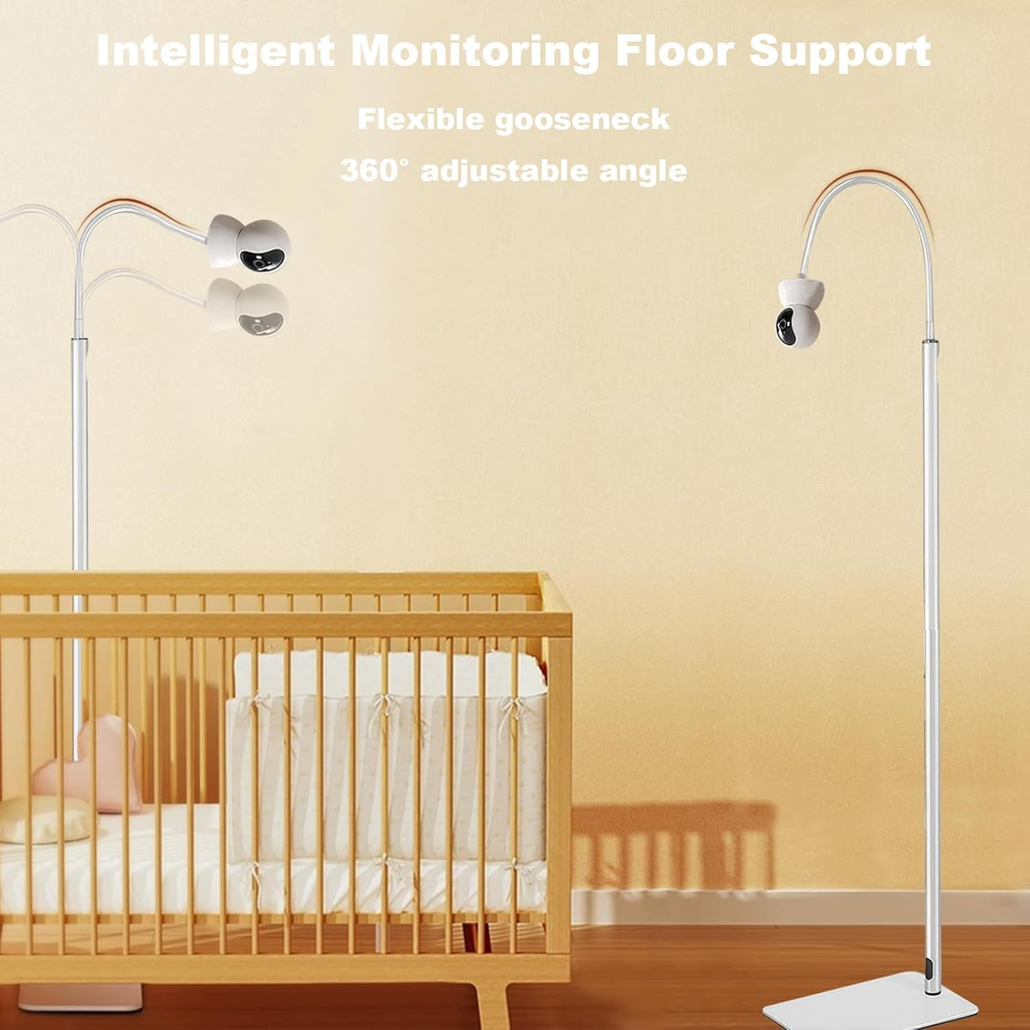 Adjustable Baby Monitor Floor Stand &ndash; Universal 1/4 Screw Mount with Safety Clamp, Height-Adjustable Holder for Nursery, Crib & Playpen (Secure, Portable, Cable Management) image number 1