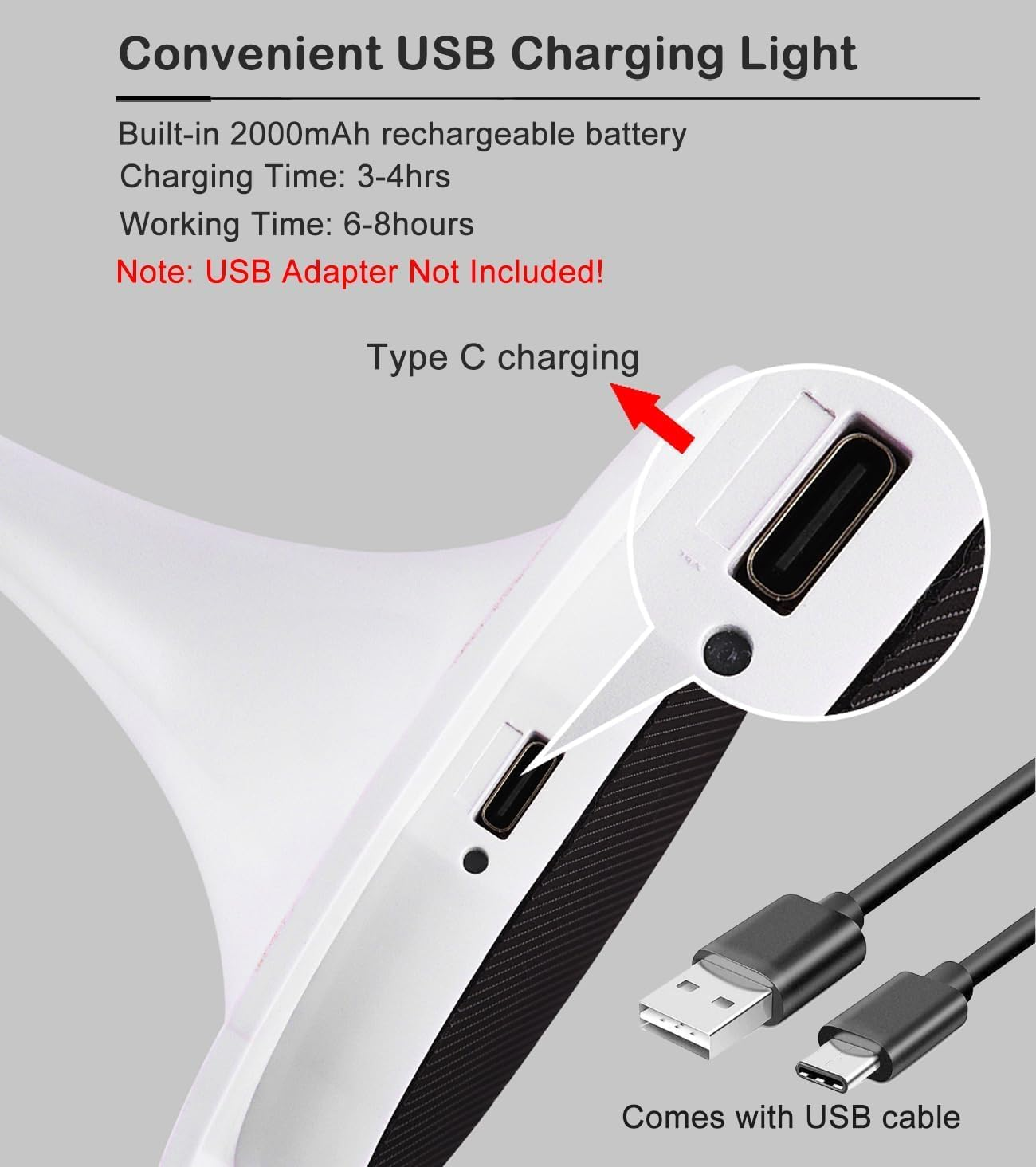 Cordless Mushroom Table Lamp with Touch Sensor, 3-Color Stepless Dimmable Battery Operated Portable Light for Bedroom Decor/Restaurant/Outside/Camping (White) image number 1