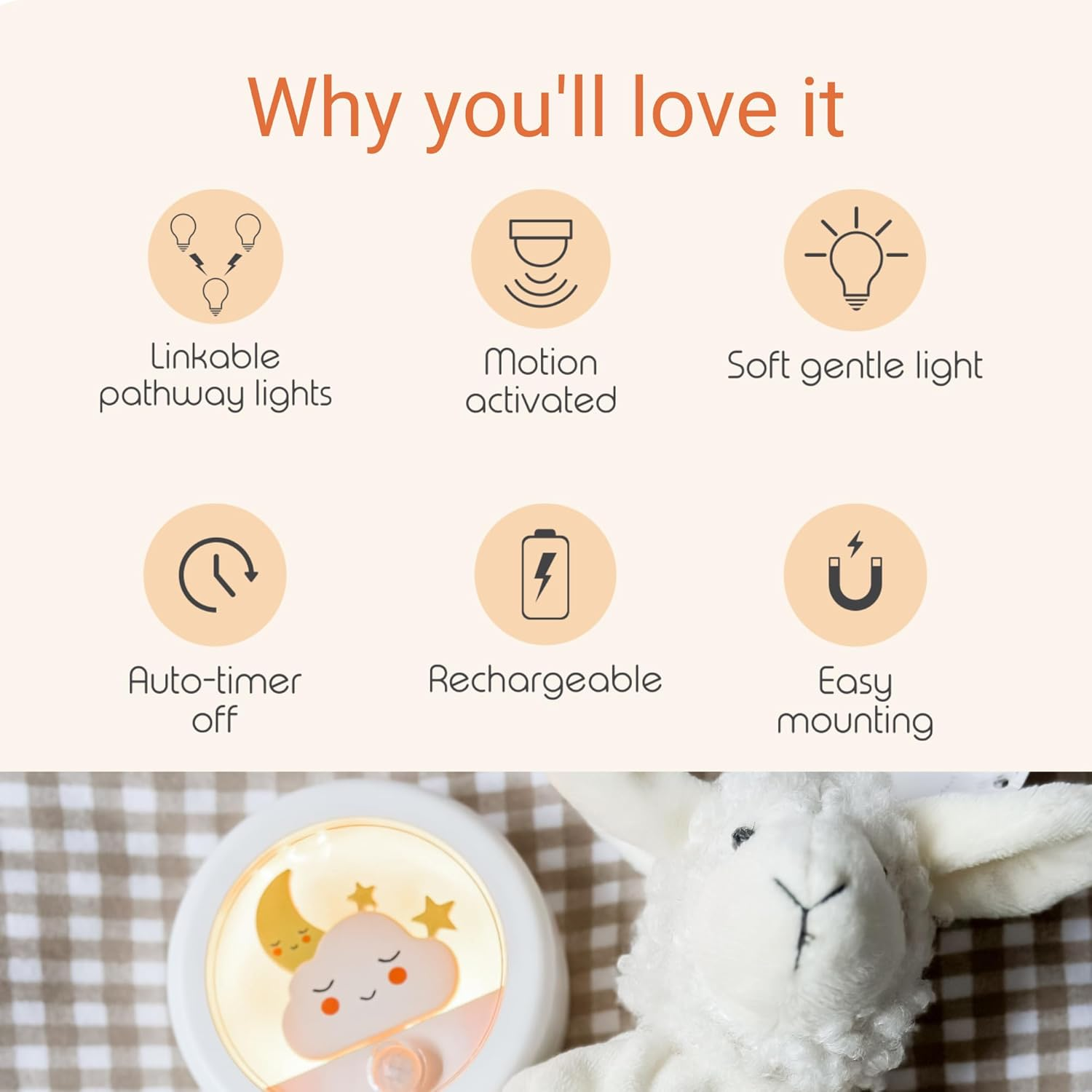 Motion Sensor Night Lights, 3 Pack | the Only Linked Motion Sensor Lights | Create Safe Light Pathways to the Bathroom, Hallway or Stairs. Soft Light, Rechargeable with 8 Week Battery Life. image number 3