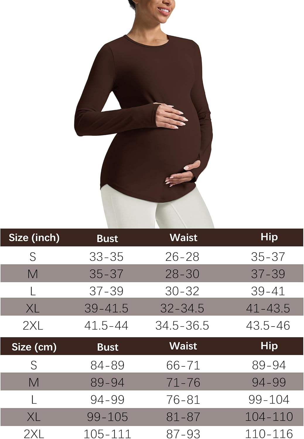 Mama Land Maternity Long Sleeve Shirts - Pregnancy Crewneck Basic Soft Tops for Workout Athletic Yoga Casual Clothes image number 6