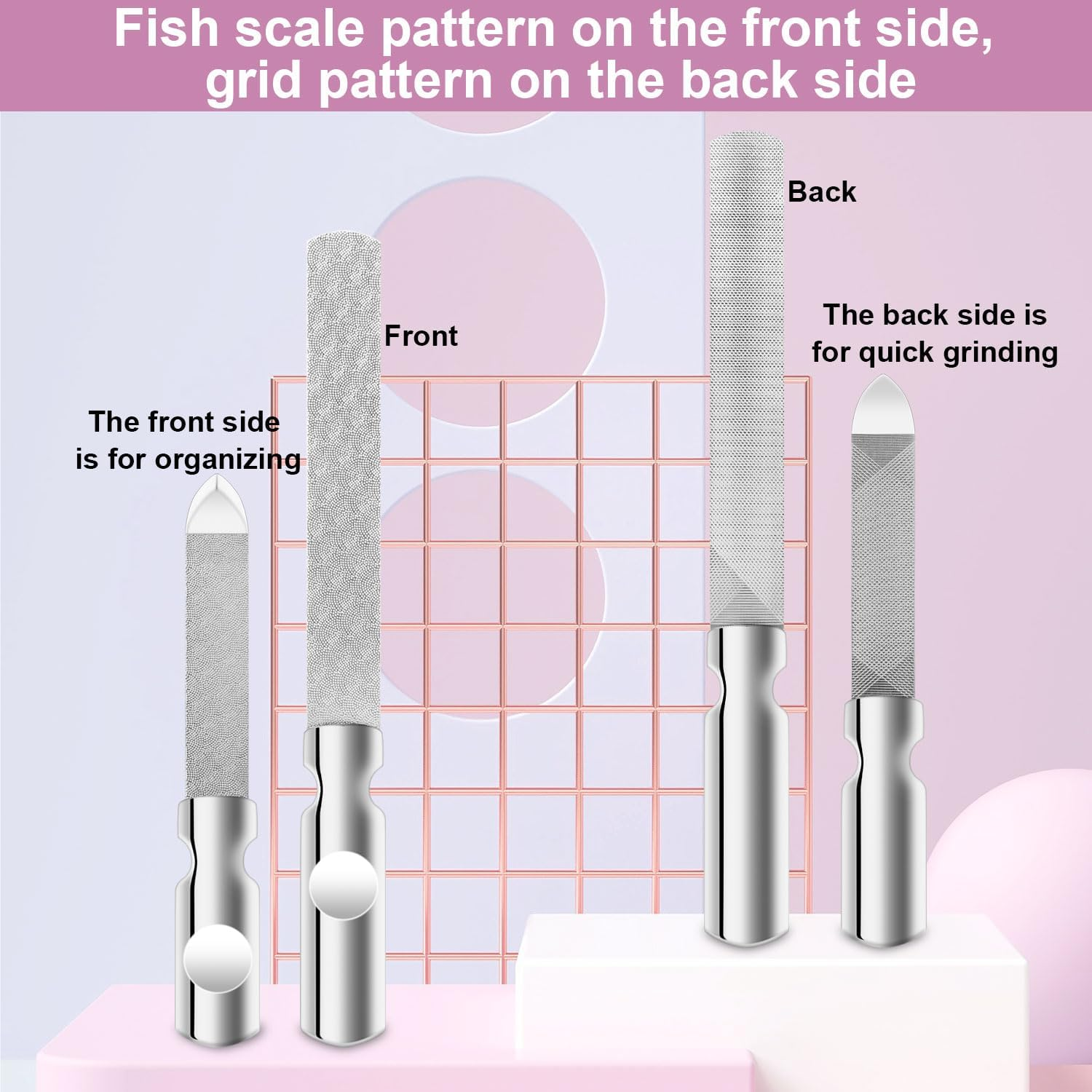 2Pcs Stainless Steel Nail Files, Double Sided Metal Nail Files Reusable Manicure Filer for Natural Nails Manicure Tools for Men Women Home Salon Travel image number 2