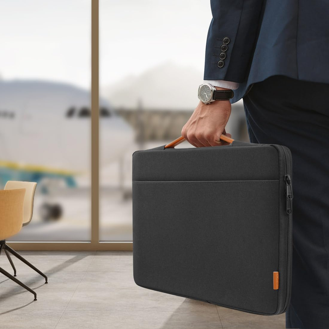 KIZUNA Laptop Sleeve Case 15.6 Inch Computer Carrying Bag for 16" Macbook Pro M1 M2 Max/16 Lenovo Ideapad Flex 5I/Thinkbook 16+ /15.6" HP Envy X360 15/Dell XPS 15/LG Gram 15/Ideapad 5 Pro Gen 6,Black image number 1