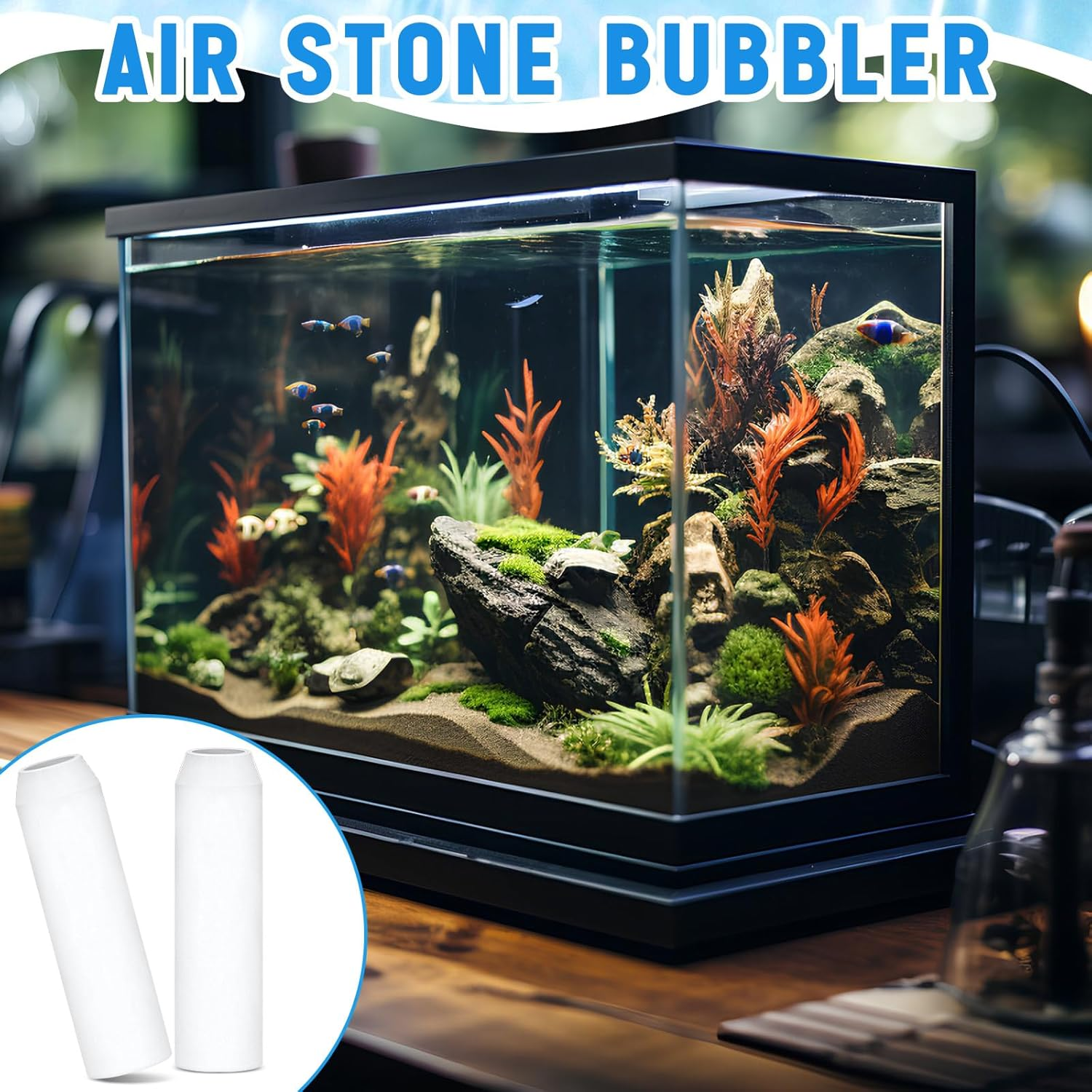 Havawish 10 Pcs Aquarium Artificial Air Stones Bulk 1.4" L X 0.4" D Bubble Release Tool Compatible with Biorb and Biube Fish Tanks Filter Replacement Kit Accessories image number 6