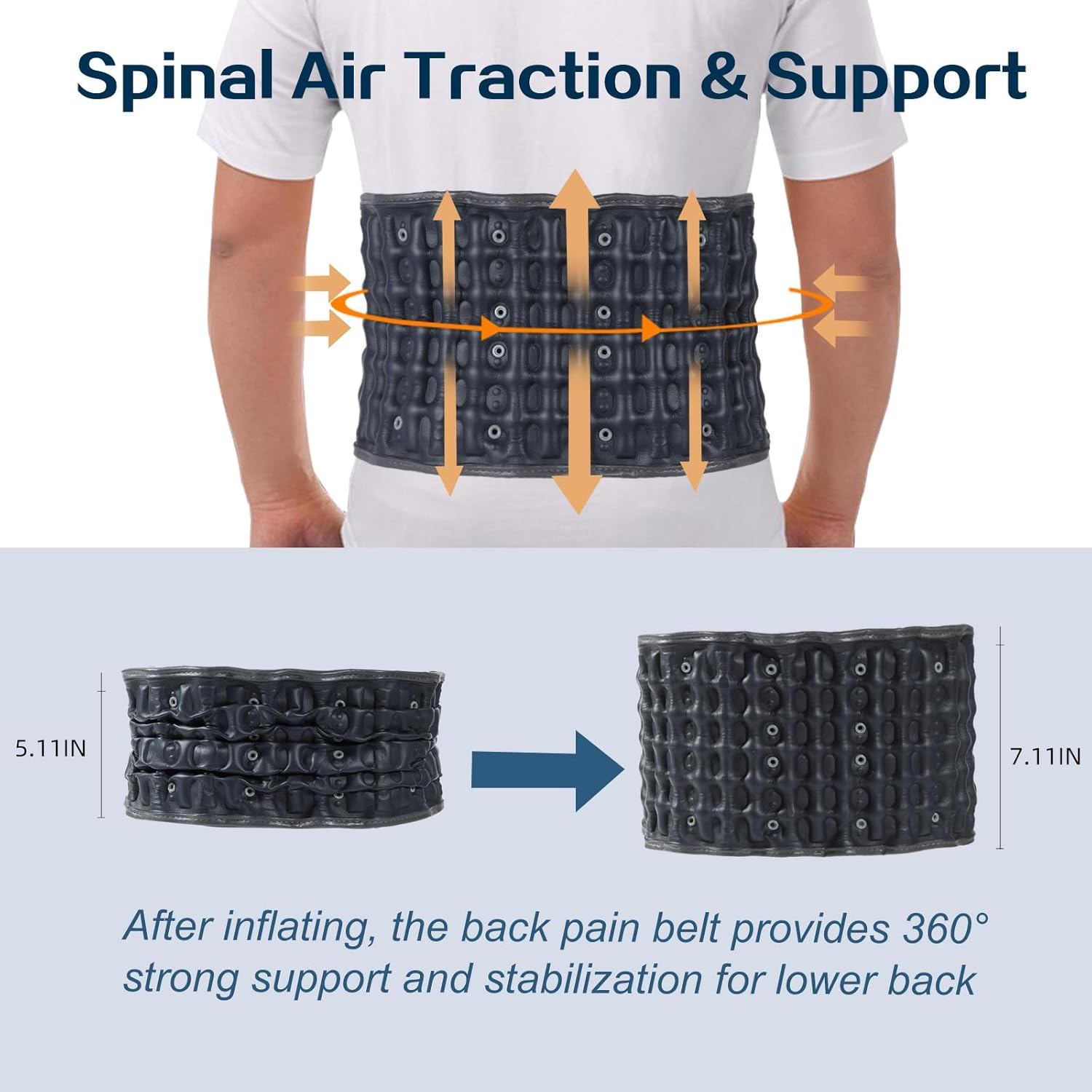 Goldmille Decompression Blet with Heat & Massage for Lower Back Pain Relief, Inflatable Back Massager Belt Lumbar Support, One Size Fits 29-49 Waist image number 2